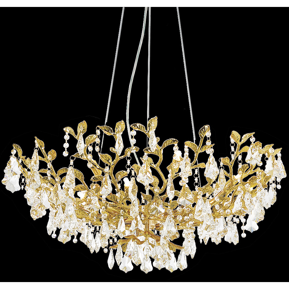 Cast Leaf 12 Light Gold Dining Room Chandelier Ceiling Light