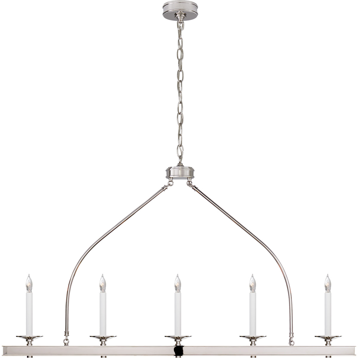 Chapman & Myers Launceton 5 Light 52 inch Polished Nickel Linear Pendant Ceiling Light, Large