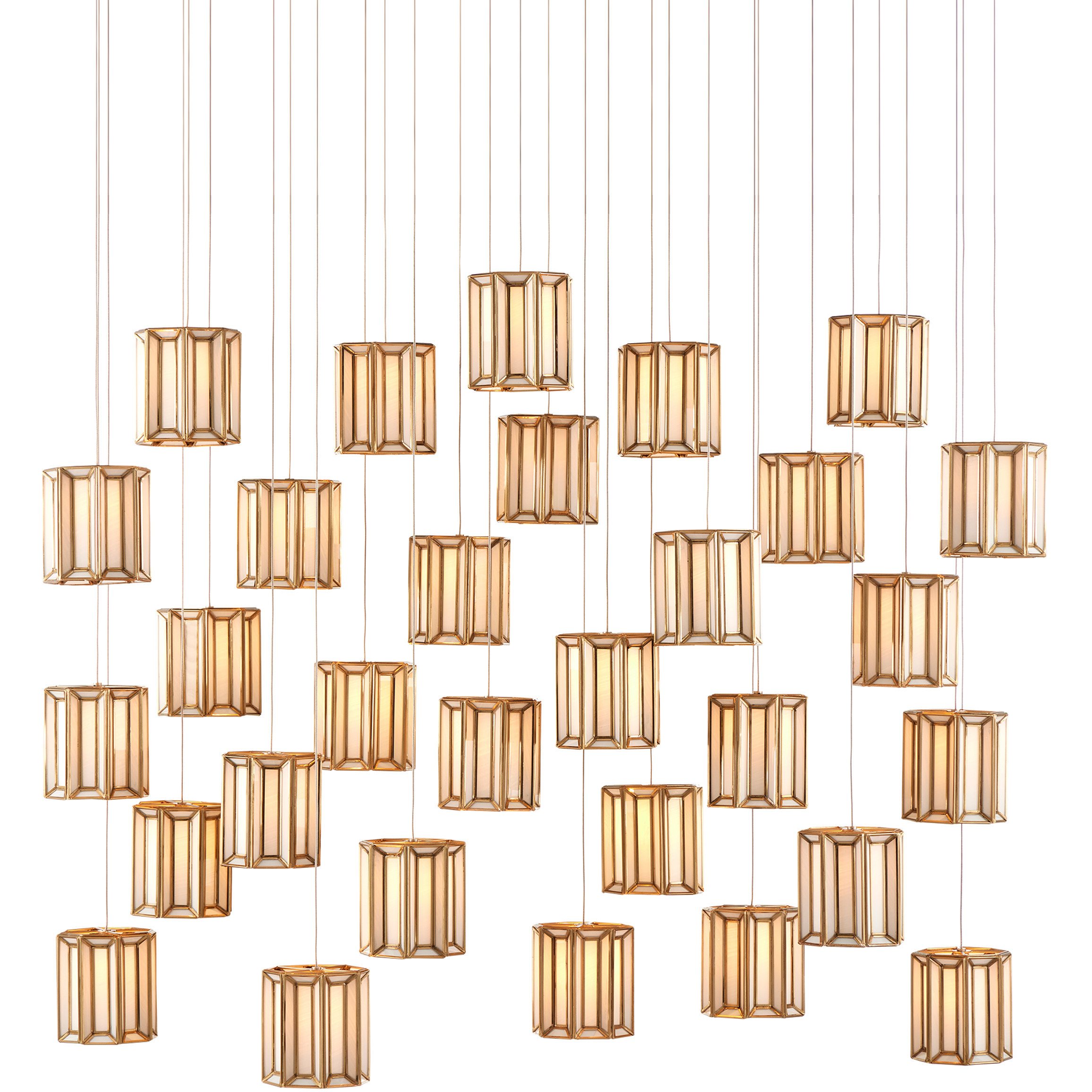 Daze 30 Light 54 inch Antique Brass Multi-Drop Pendant Ceiling Light