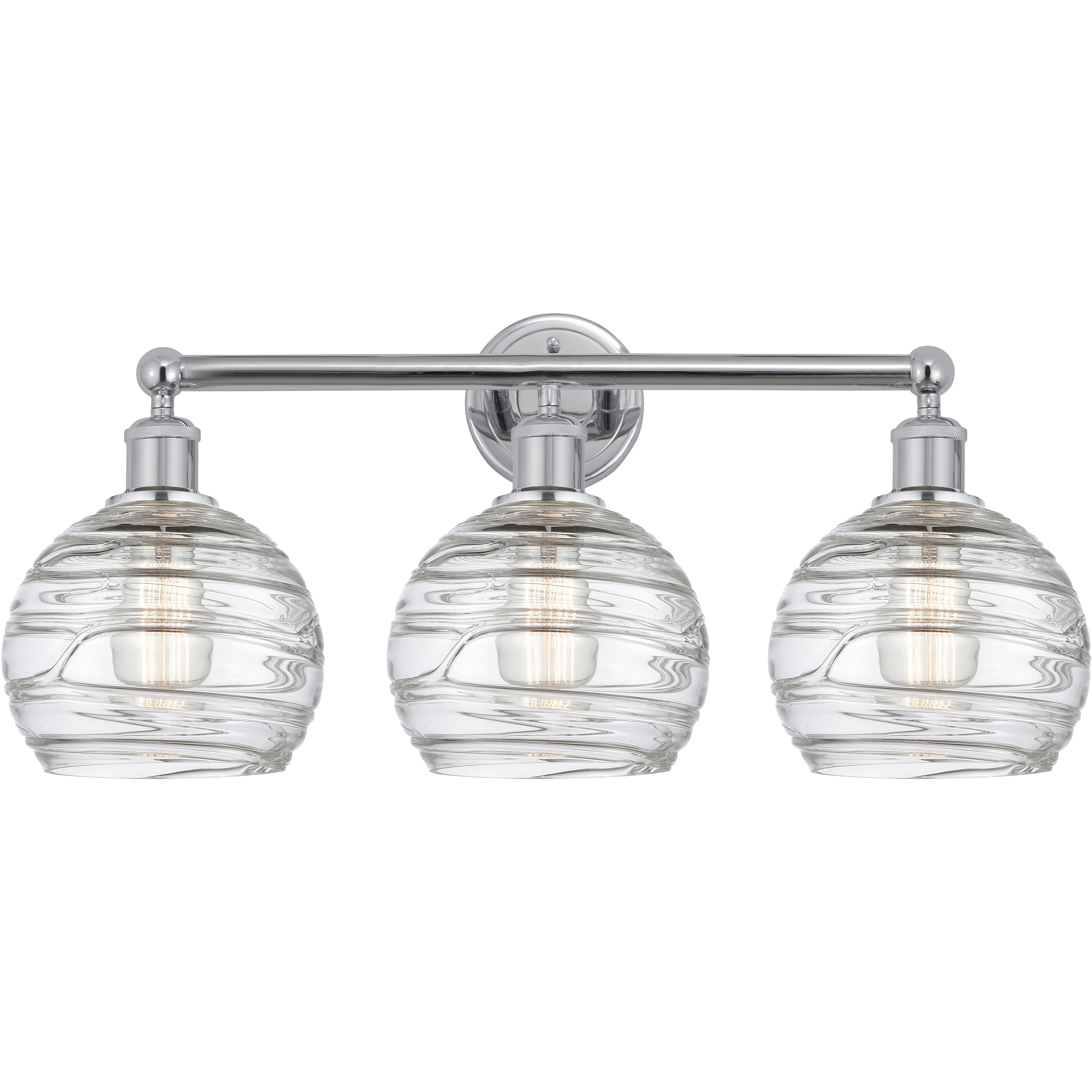 Athens Deco Swirl 3 Light 26 inch Polished Chrome Bath Vanity Light Wall Light in Clear Deco Swirl Glass