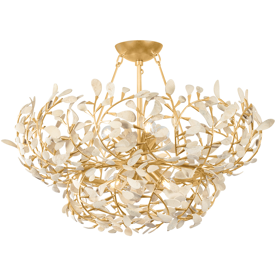 Maybrook 6 Light 28 inch Vintage Gold Leaf Chandelier Ceiling Light