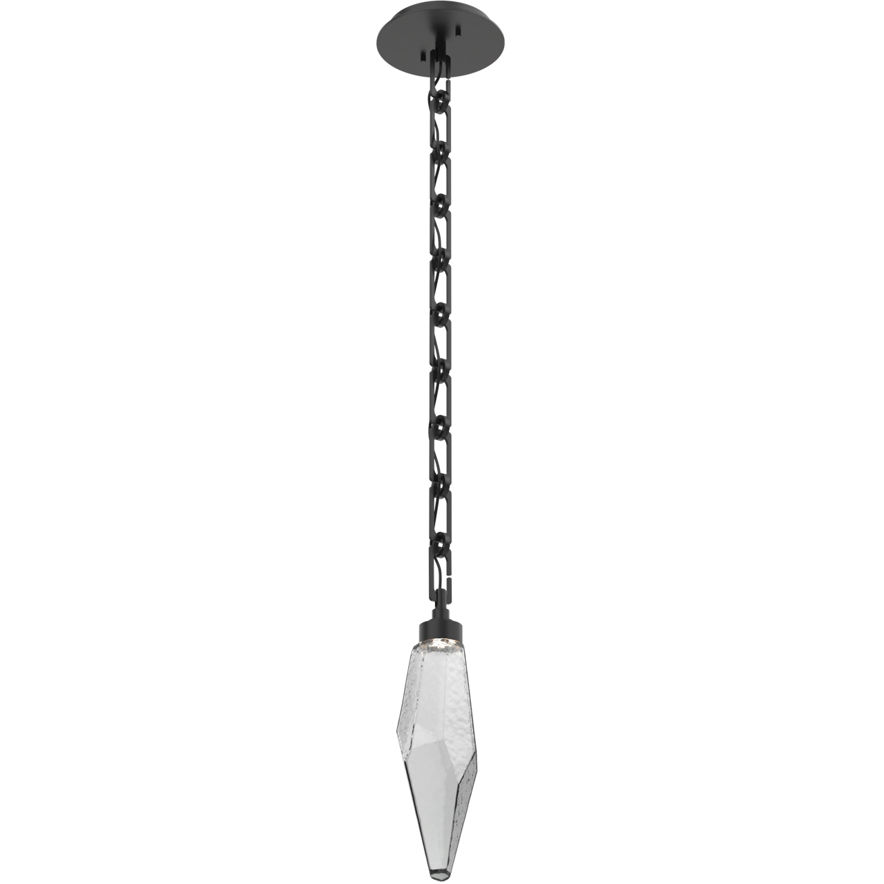 Rock Crystal LED 6 inch Matte Black Pendant Ceiling Light in 3000K LED, Smoke, Rectangular Chain