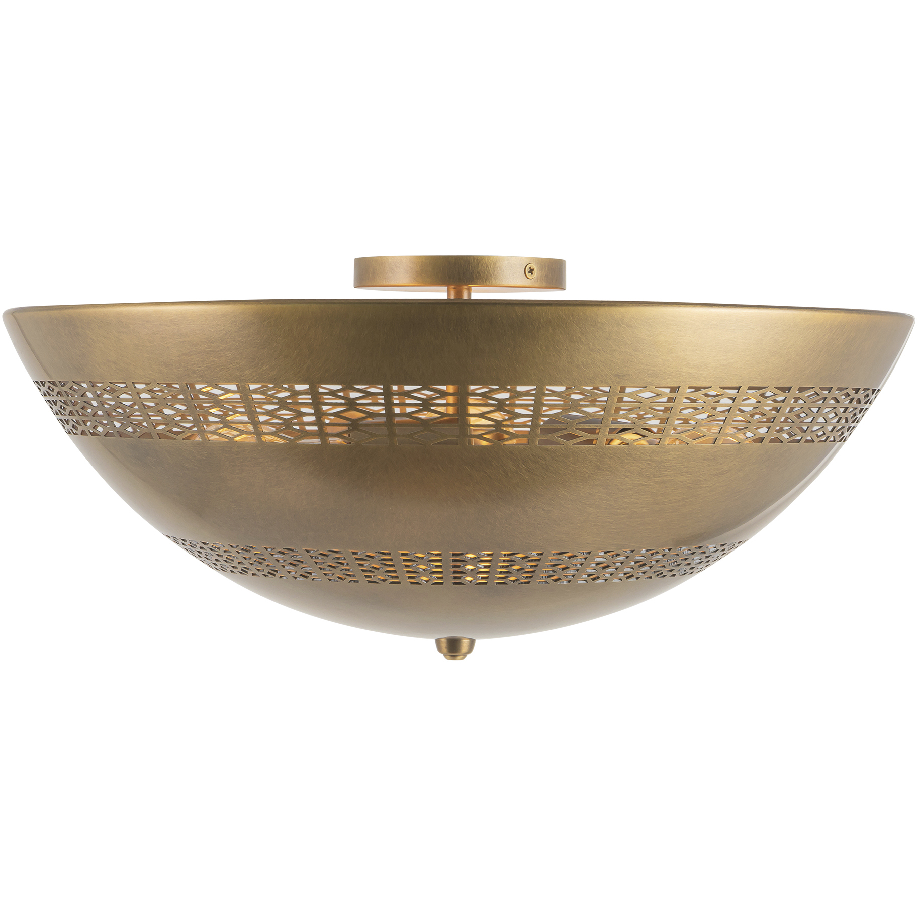 Overland 3 Light 18.13 inch Vintage Brass Flush Mount Ceiling Light