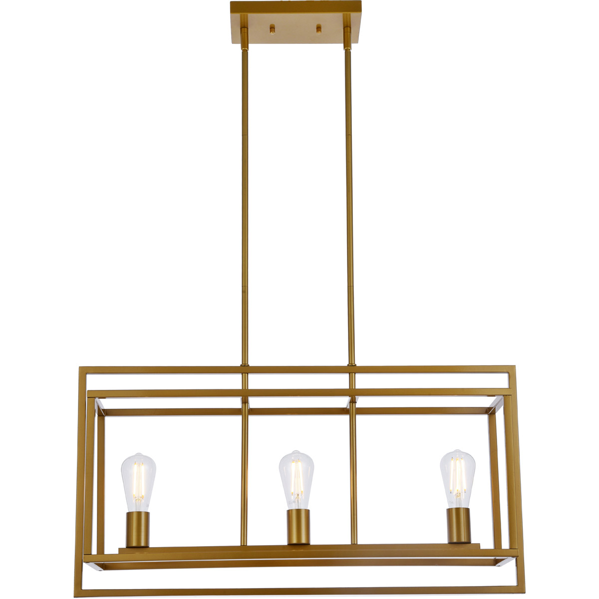 Voir 3 Light 30 inch Brass Linear Pendant Ceiling Light