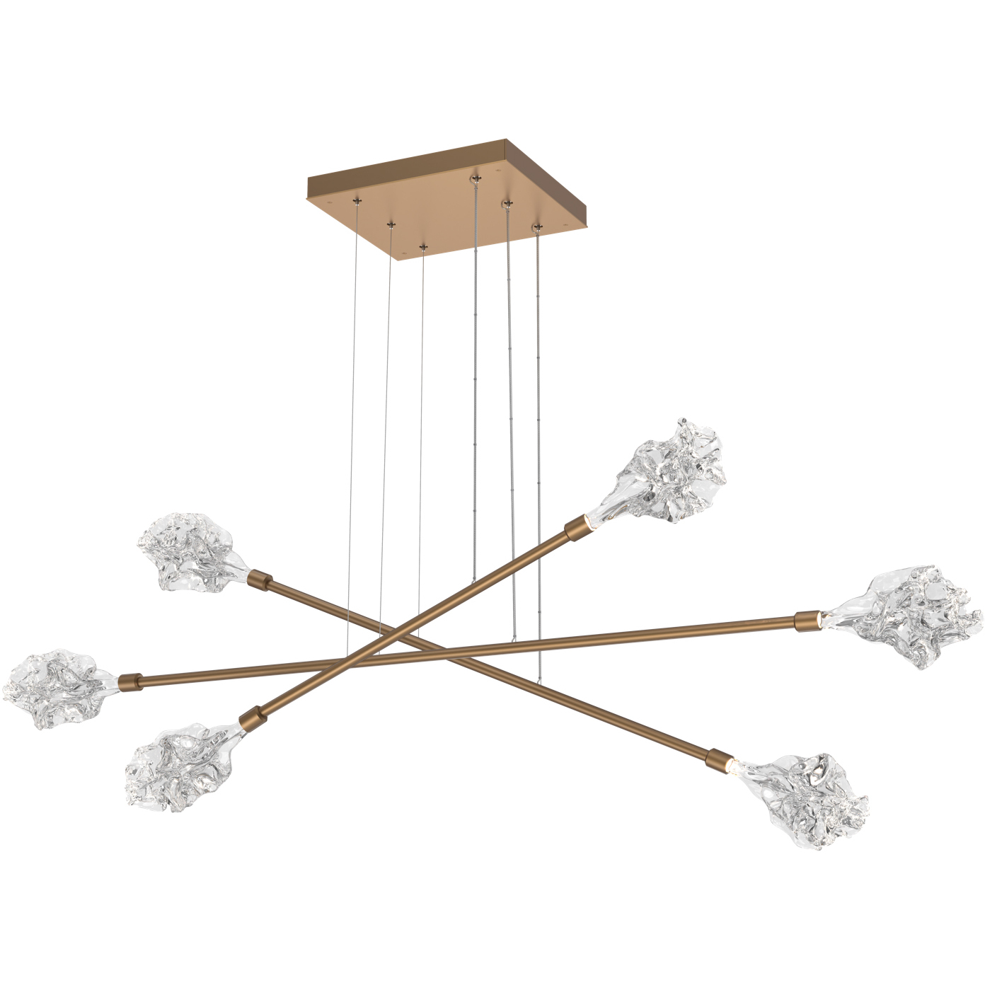 Blossom LED Novel Brass Linear Multi-Pendant Ceiling Light in 2700K LED, Triple Moda