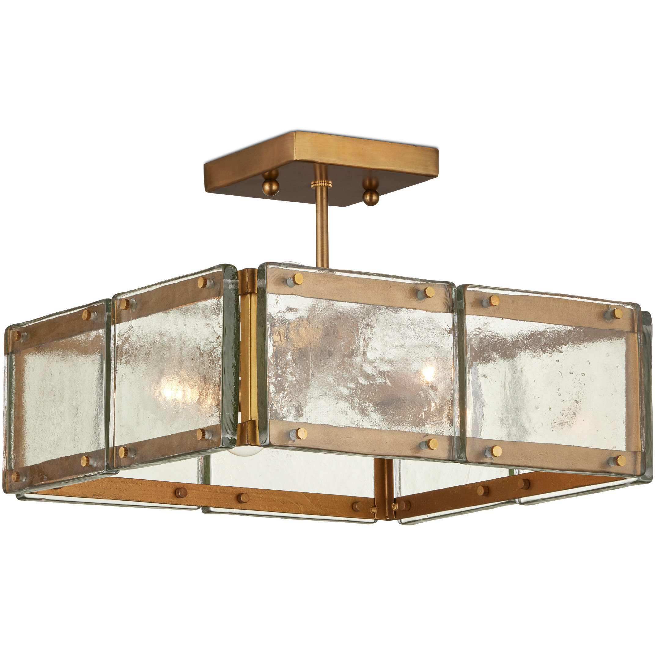 Countervail 4 Light 17.75 inch Antique Brass Semi-Flush Mount Ceiling Light