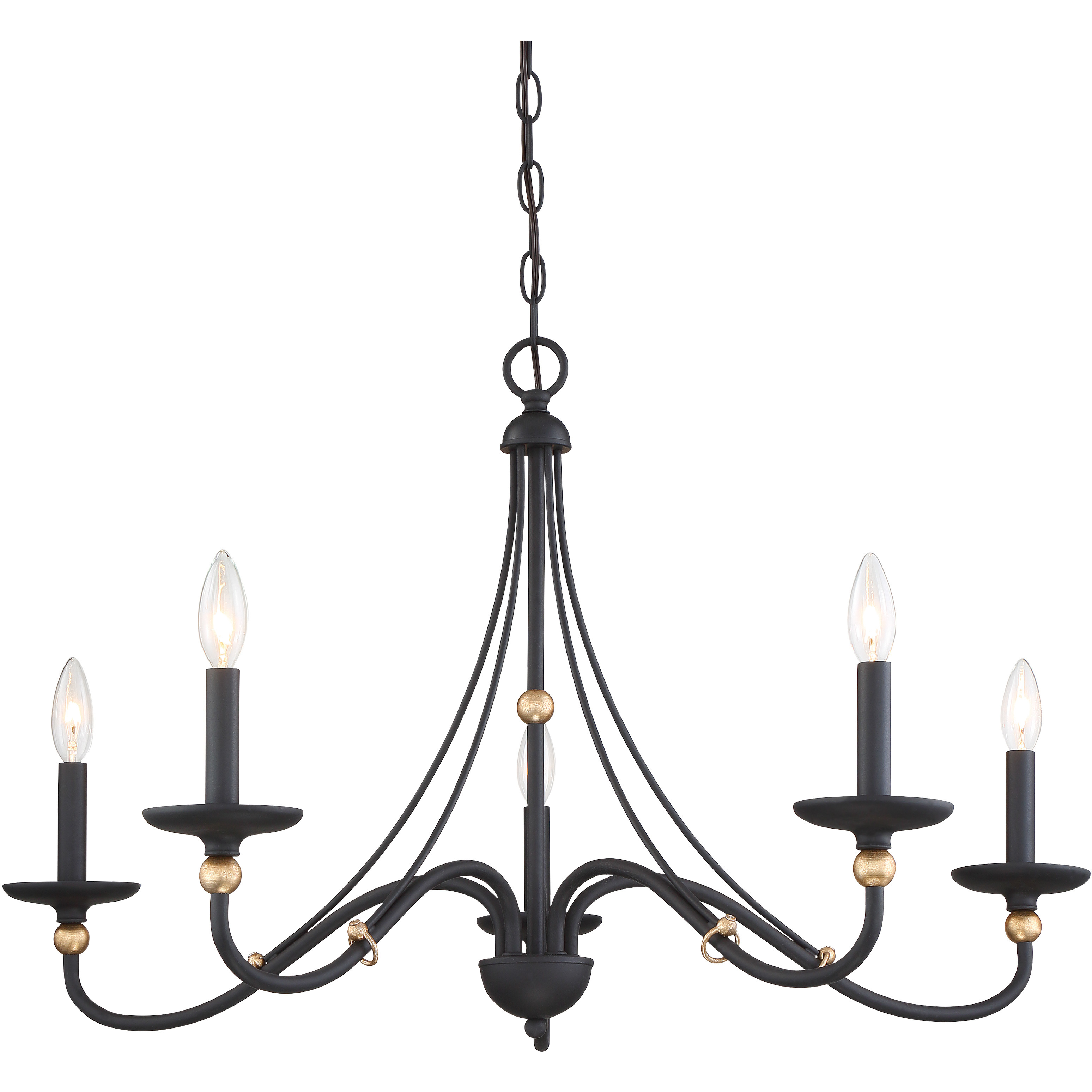 Westchester County 5 Light 34 inch Sand Coal/Skyline Gold Leaf Chandelier Ceiling Light