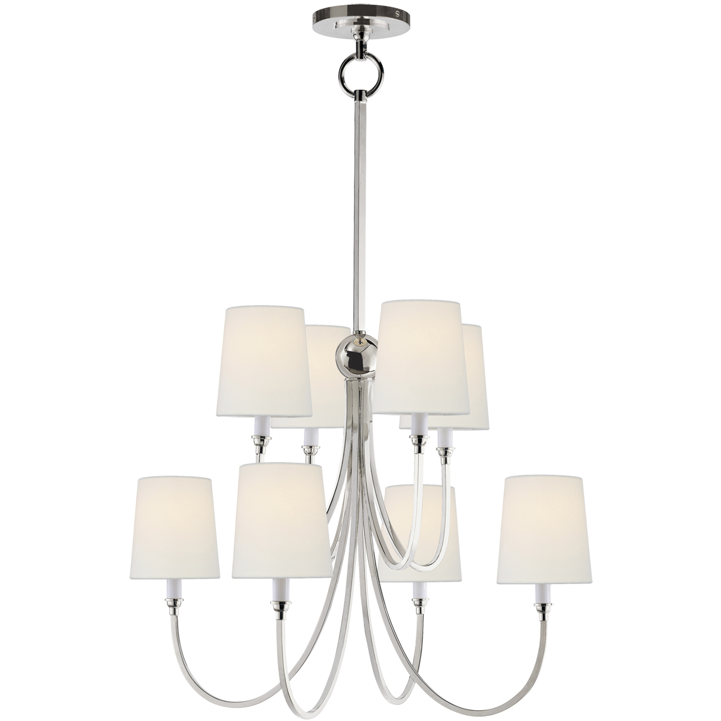 Thomas O'Brien Reed 8 Light 26.5 inch Polished Nickel Chandelier Ceiling Light in Linen, Large