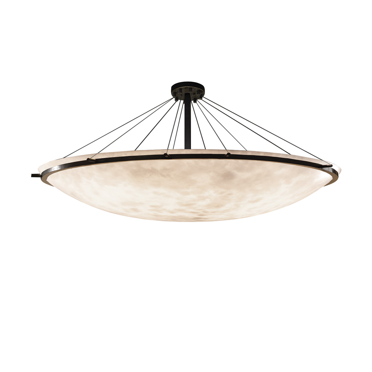 Clouds LED 75 inch Dark Bronze Semi-Flush Bowl with Ring Ceiling Light in 12000 Lm LED