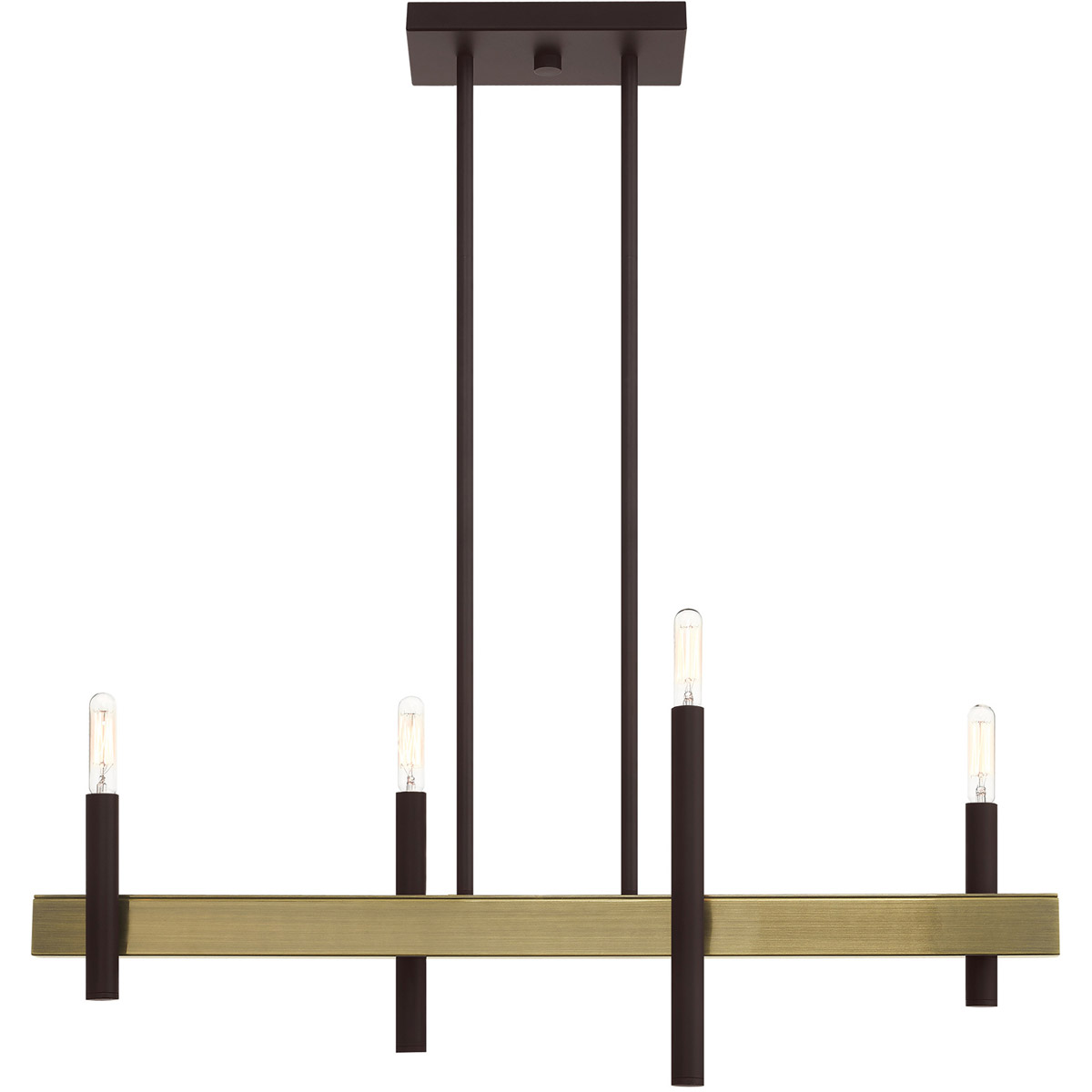 Denmark 4 Light 7.25 inch Bronze with Antique Brass Accents Chandelier Ceiling Light