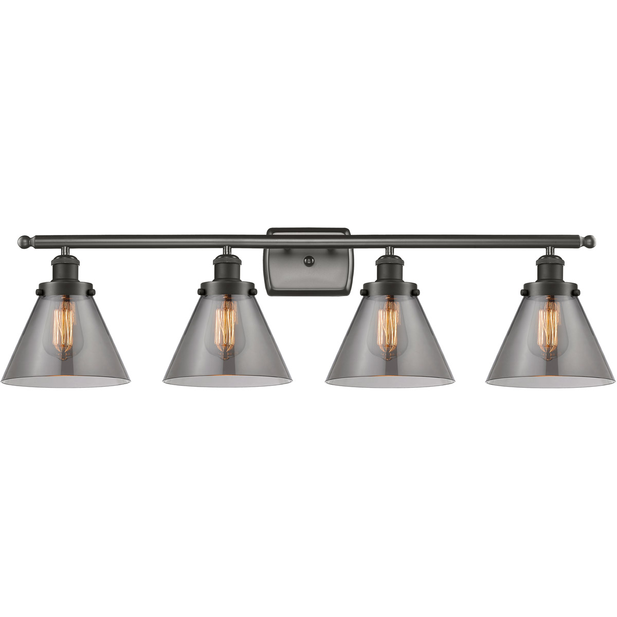 Ballston Large Cone LED 36 inch Oil Rubbed Bronze Bath Vanity Light Wall Light in Plated Smoke Glass, Ballston