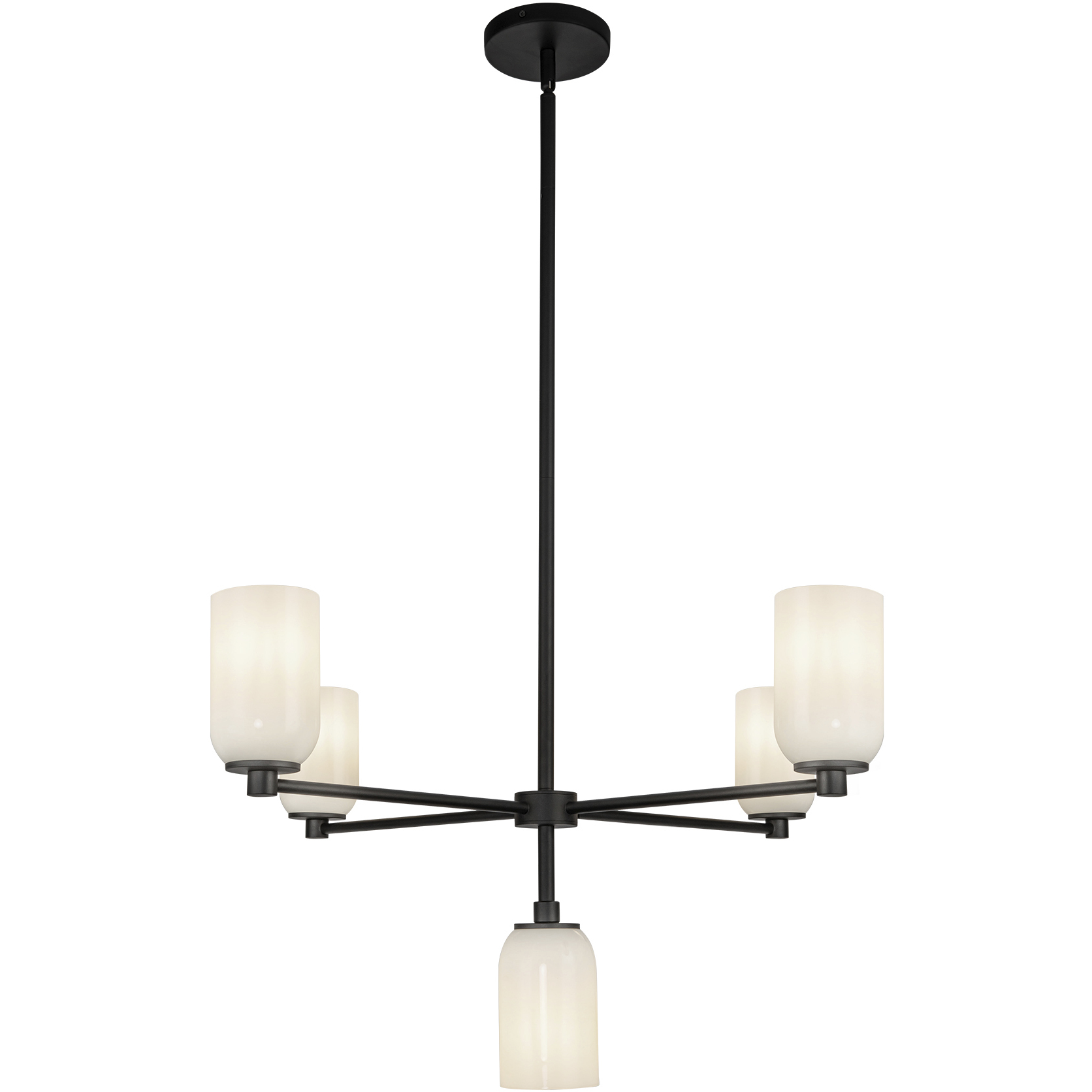 Nola 5 Light 30.63 inch Black Chandelier Ceiling Light in Glossy Opal Glass Shade