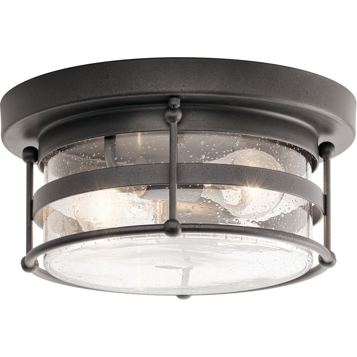 Mill Lane 2 Light 12 inch Anvil Iron Outdoor Flush & Semi Flush Mt