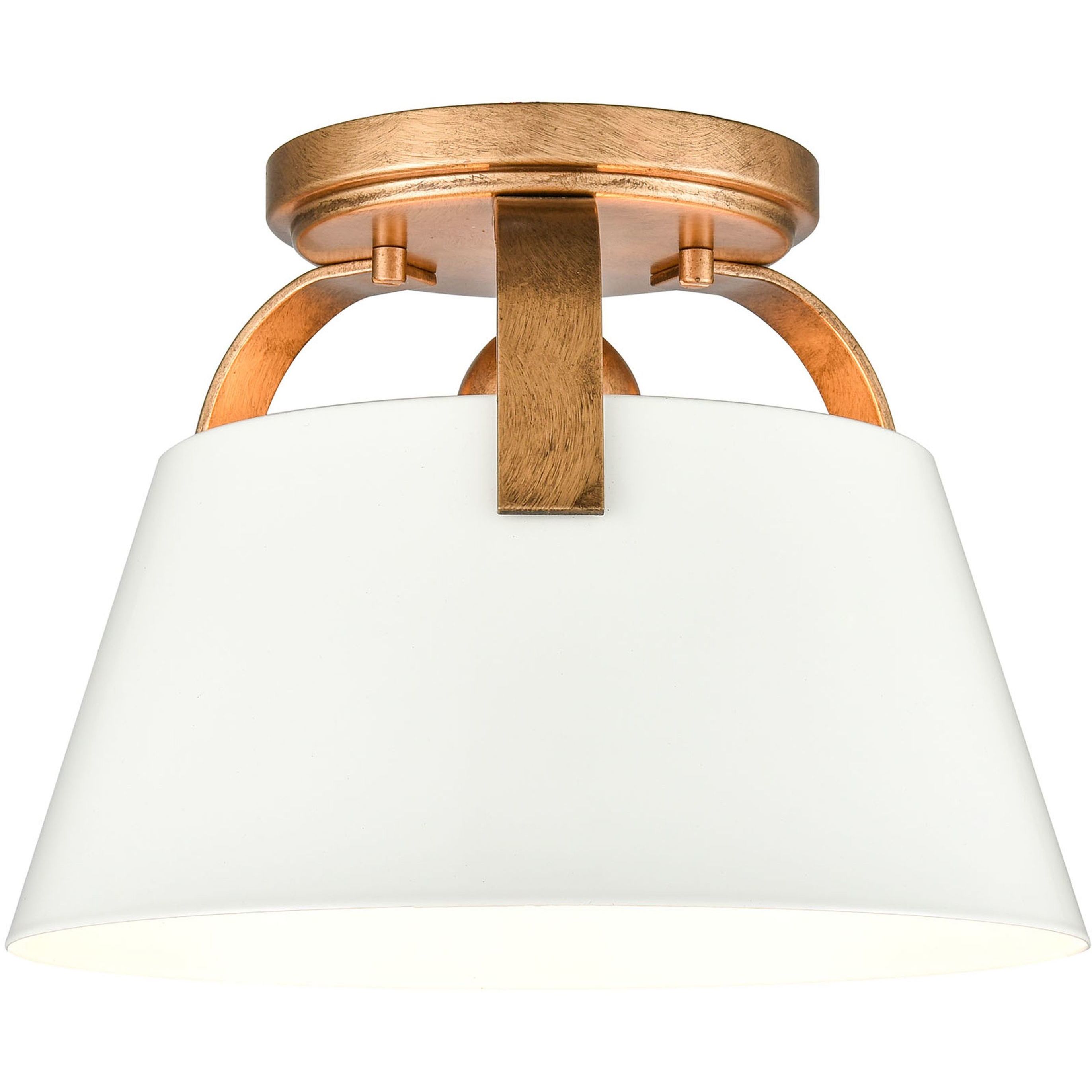 Jepson 1 Light 9.5 inch Antique Gold with Matte White Semi Flush Mount Ceiling Light