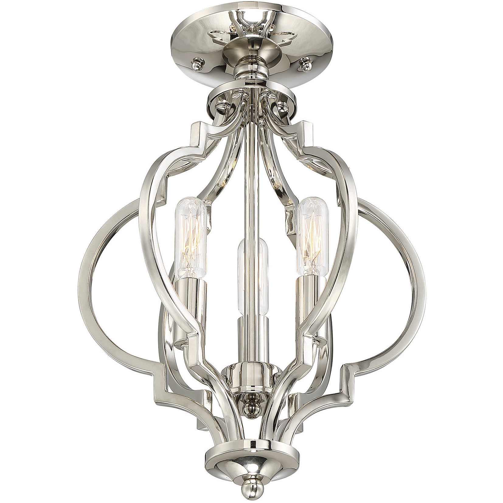 Transitional 3 Light 11 inch Polished Nickel Convertible Semi-Flush or Pendant Ceiling Light