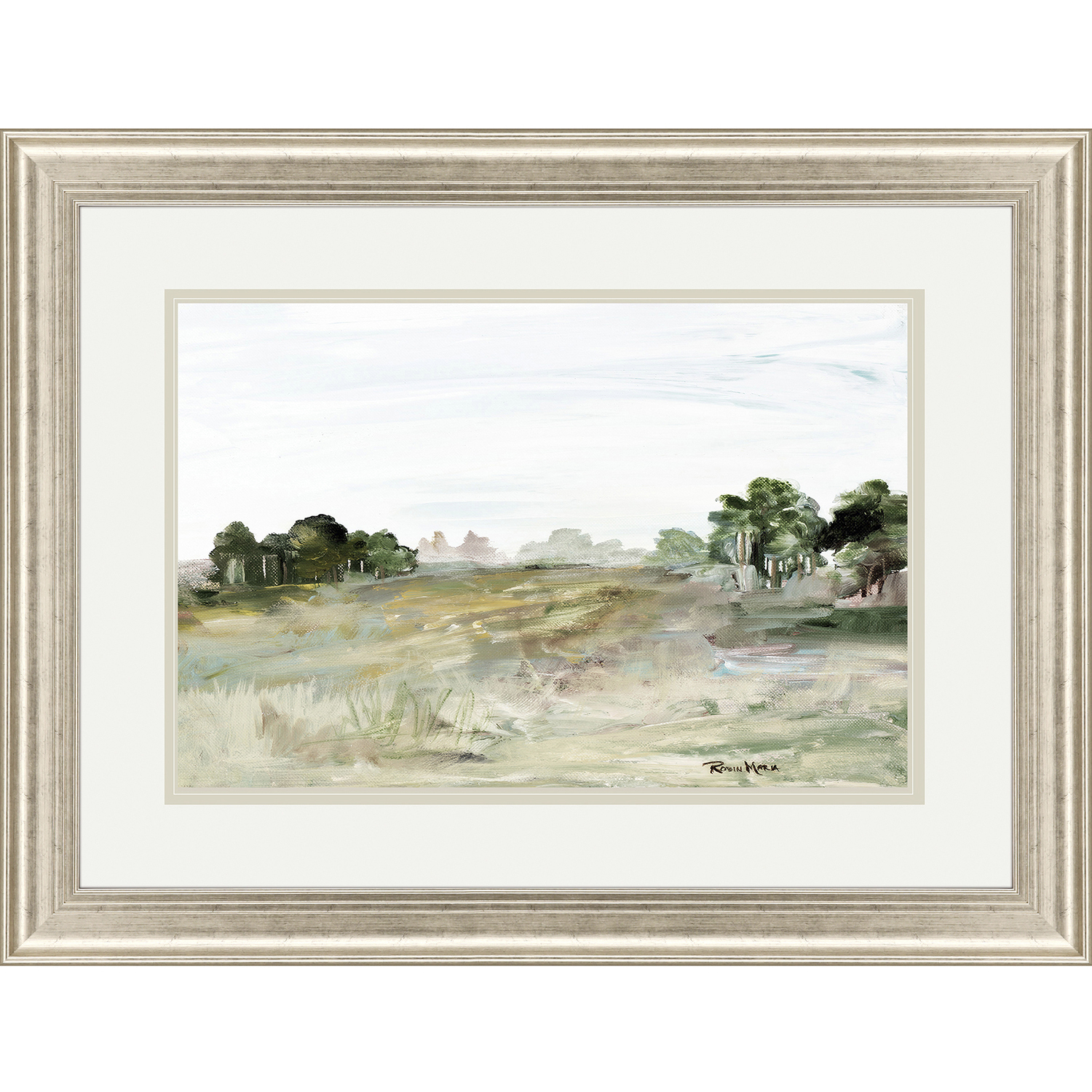 Relaxing View Green and Blue and White and Yellow Framed Art
