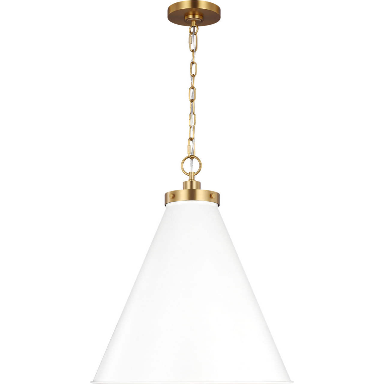 C&M by Chapman & Myers Wellfleet 1 Light 19.5 inch Matte White and Burnished Brass Pendant Ceiling Light in Matte White / Burnished Brass