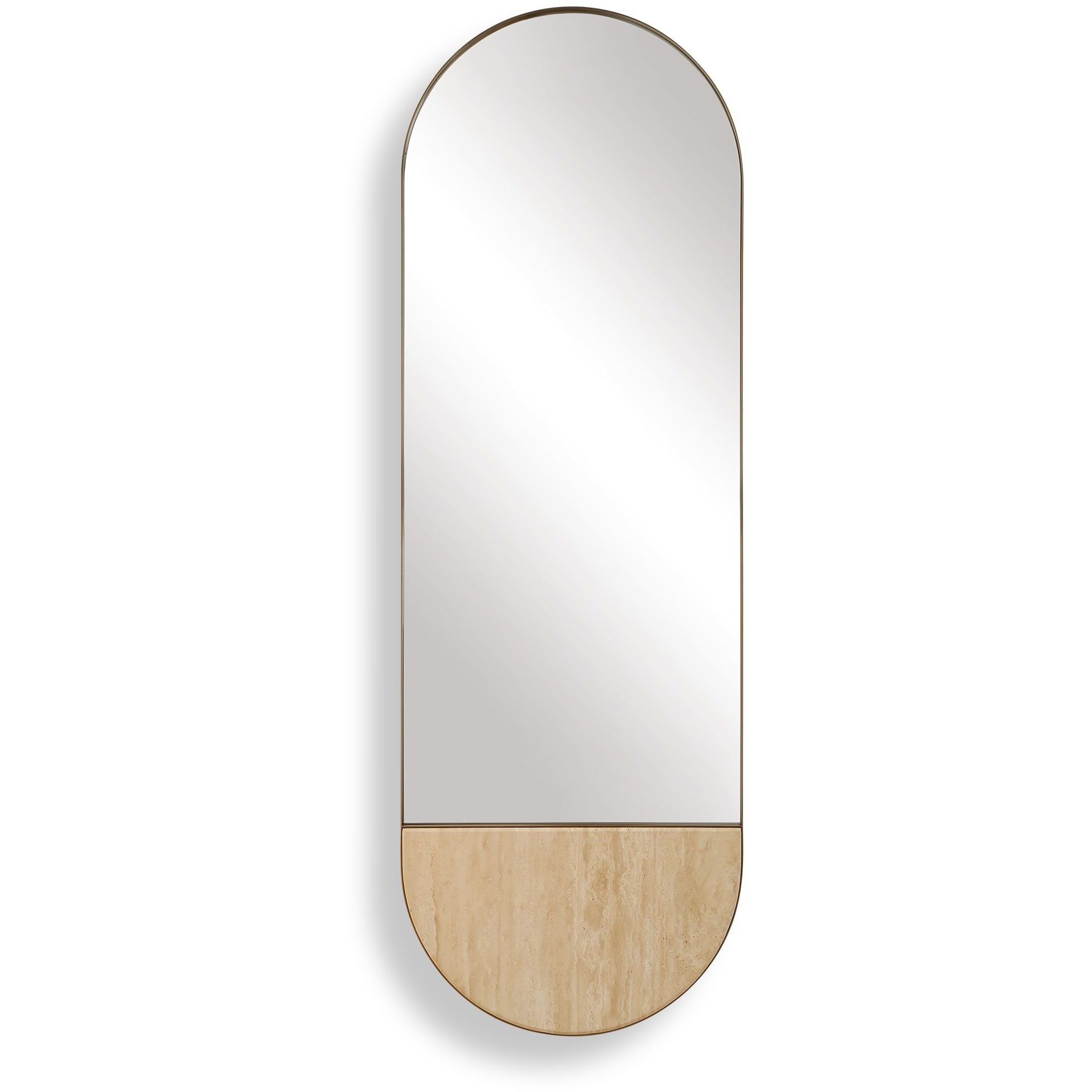 Russo 59 X 19.88 inch Travertine and Golden Bronze Mirror