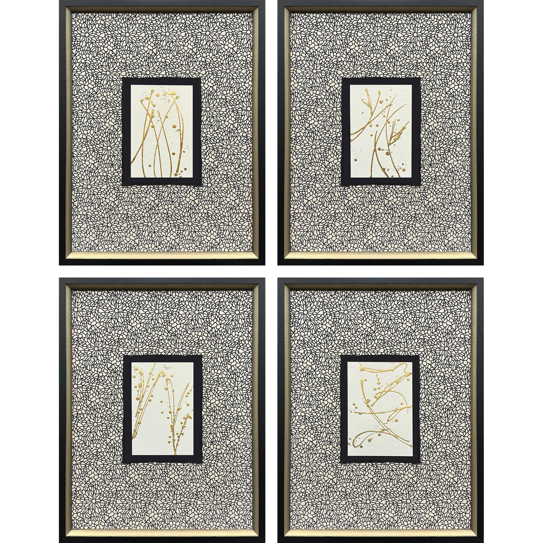 Liquid Gold Metallic and Black and Multi Framed Art, The Studio