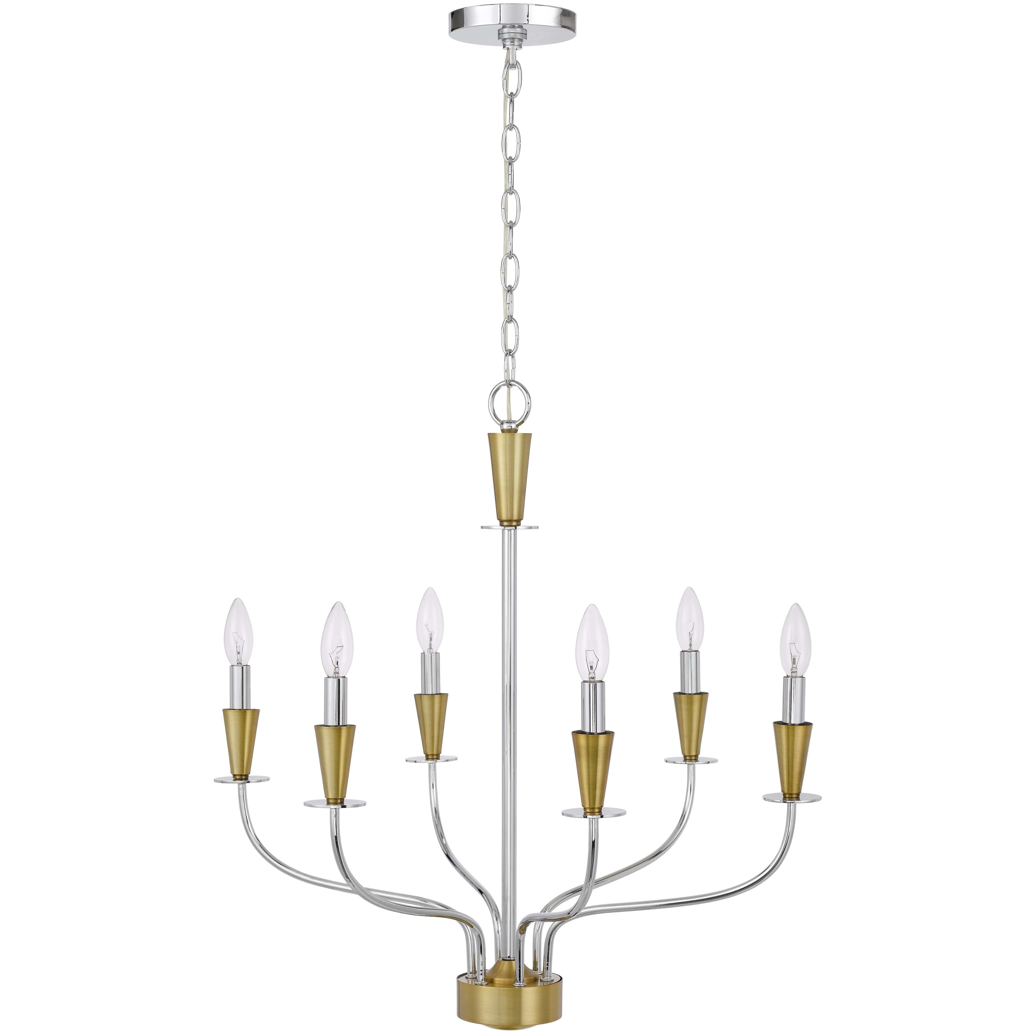 Weston 6 Light 25.75 inch Chrome/ Satin Brass Chandelier Ceiling Light