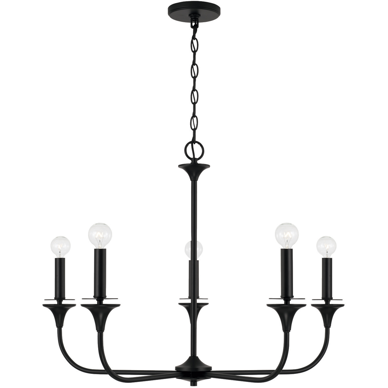 Presley 5 Light 31 inch Matte Black Chandelier Ceiling Light