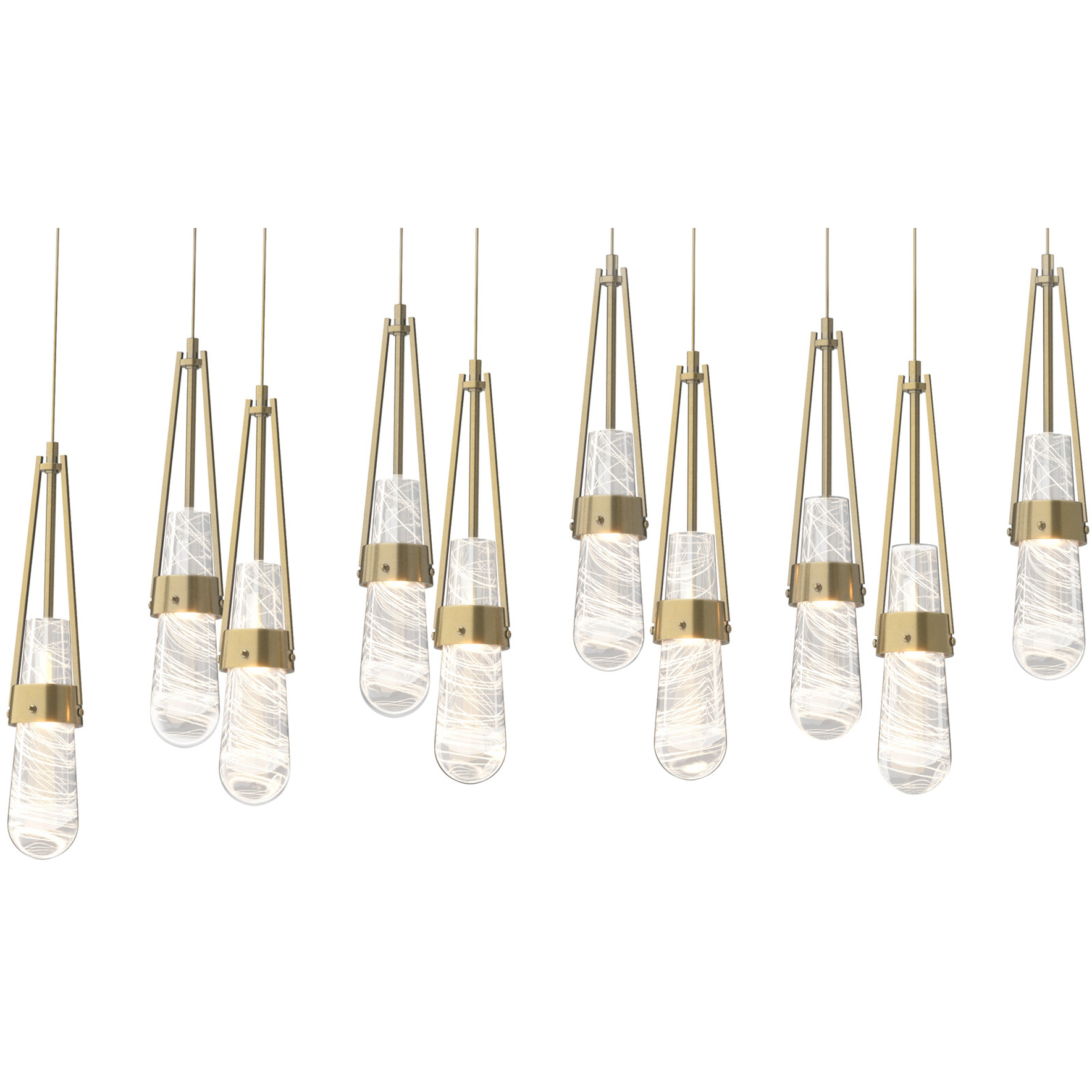 Link 10 Light 44.5 inch Modern Brass Pendant Ceiling Light, Rectangular - Open Box