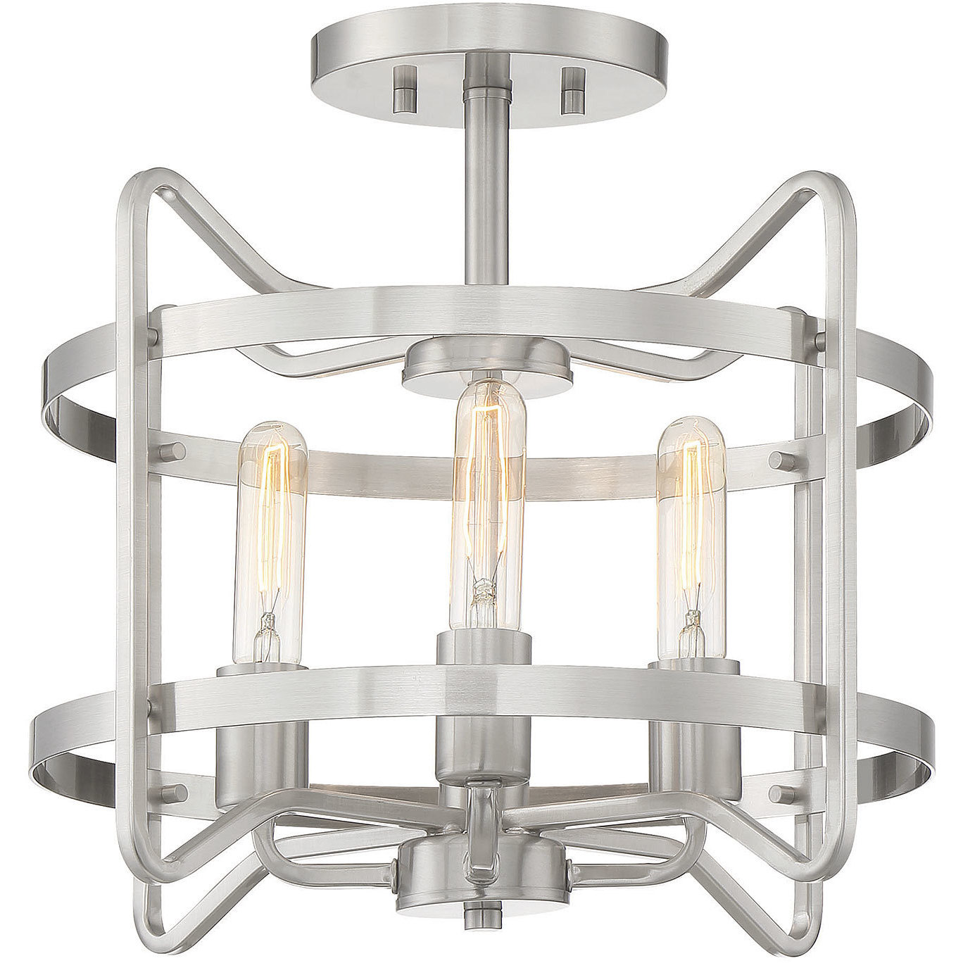 Kent 4 Light 16 inch Satin Nickel Semi-Flush Ceiling Light, Essentials