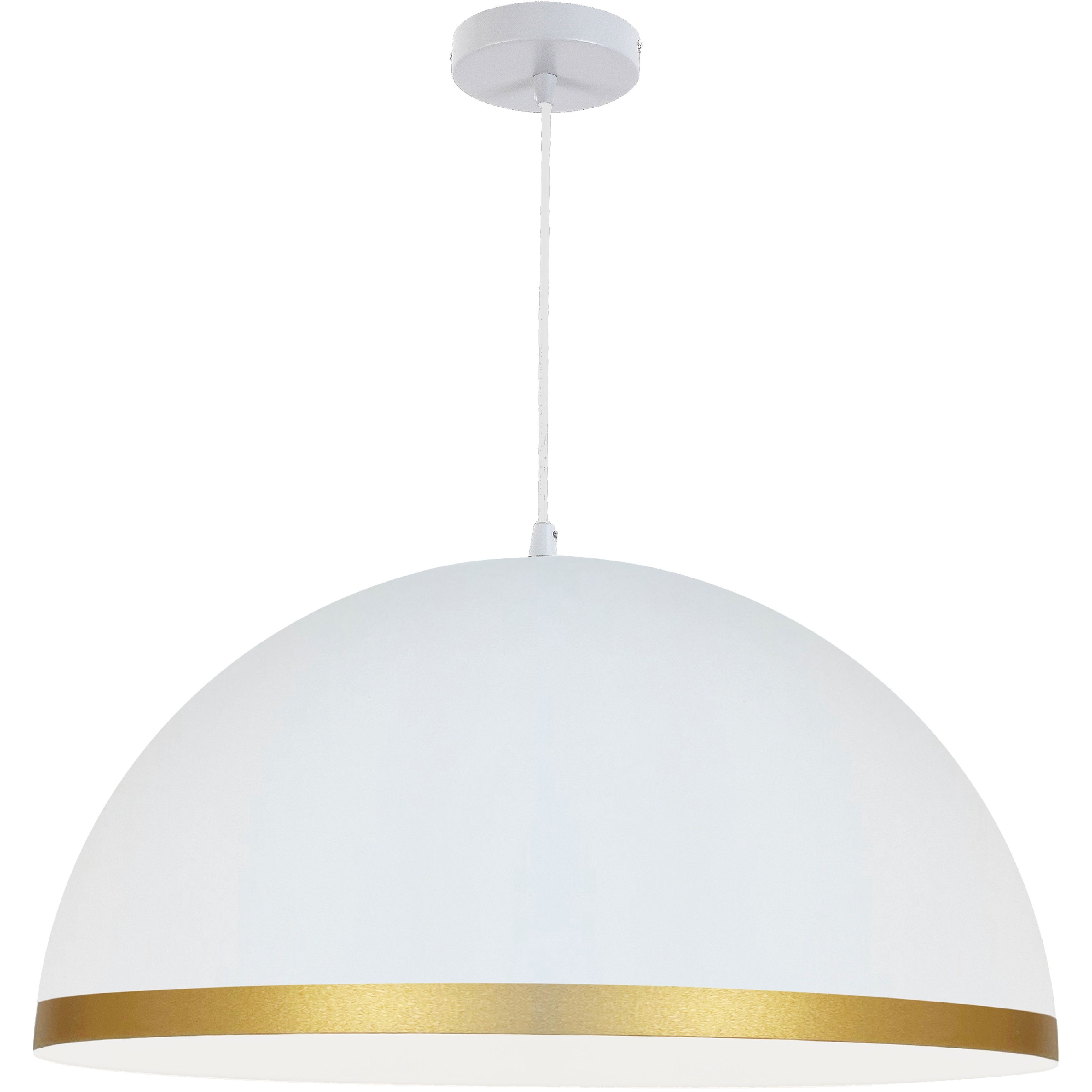 Ofelia LED 20 inch Matte White and Gold Pendant Ceiling Light, Dome