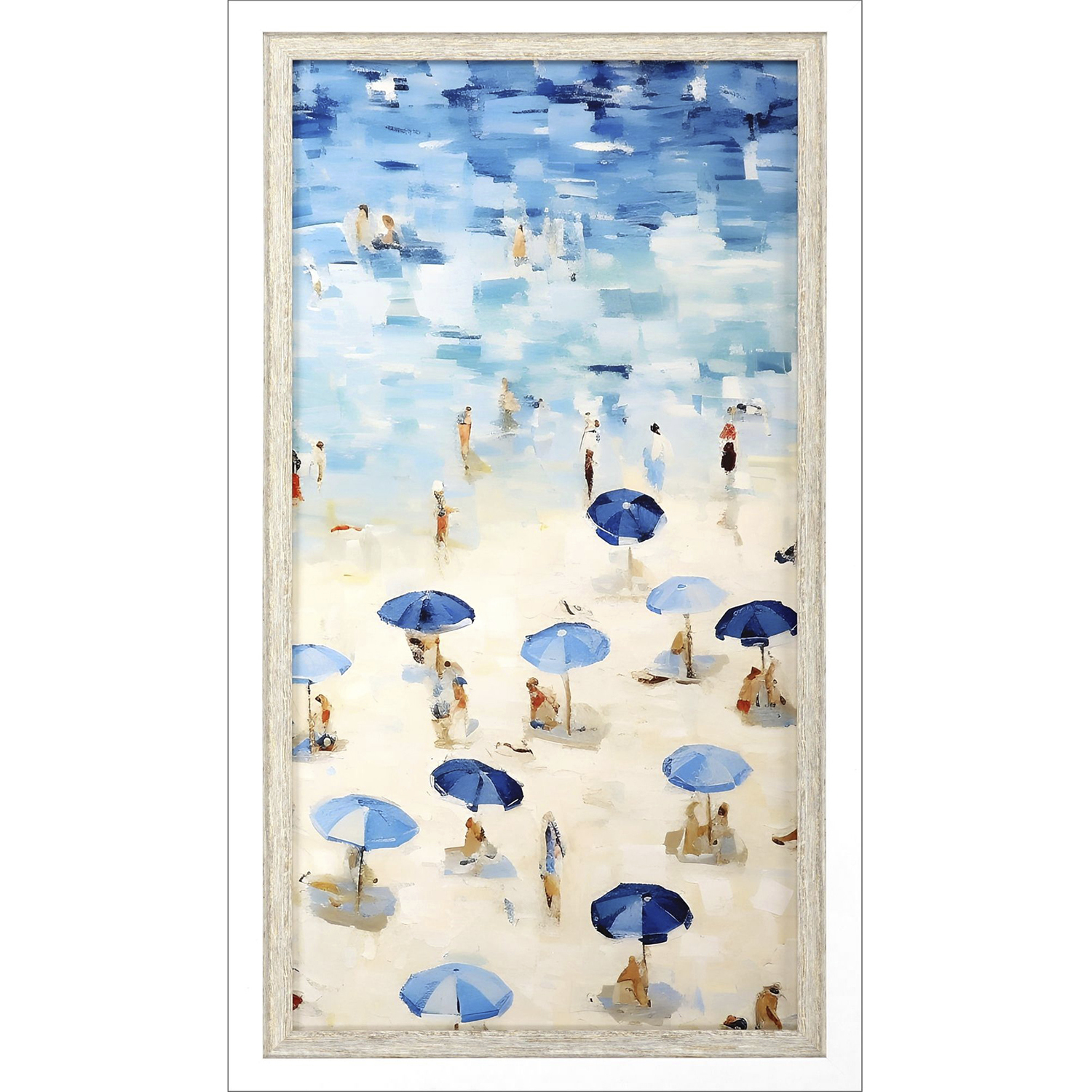 Aerial Beach Blue and Beige and Multi and Red Framed Art