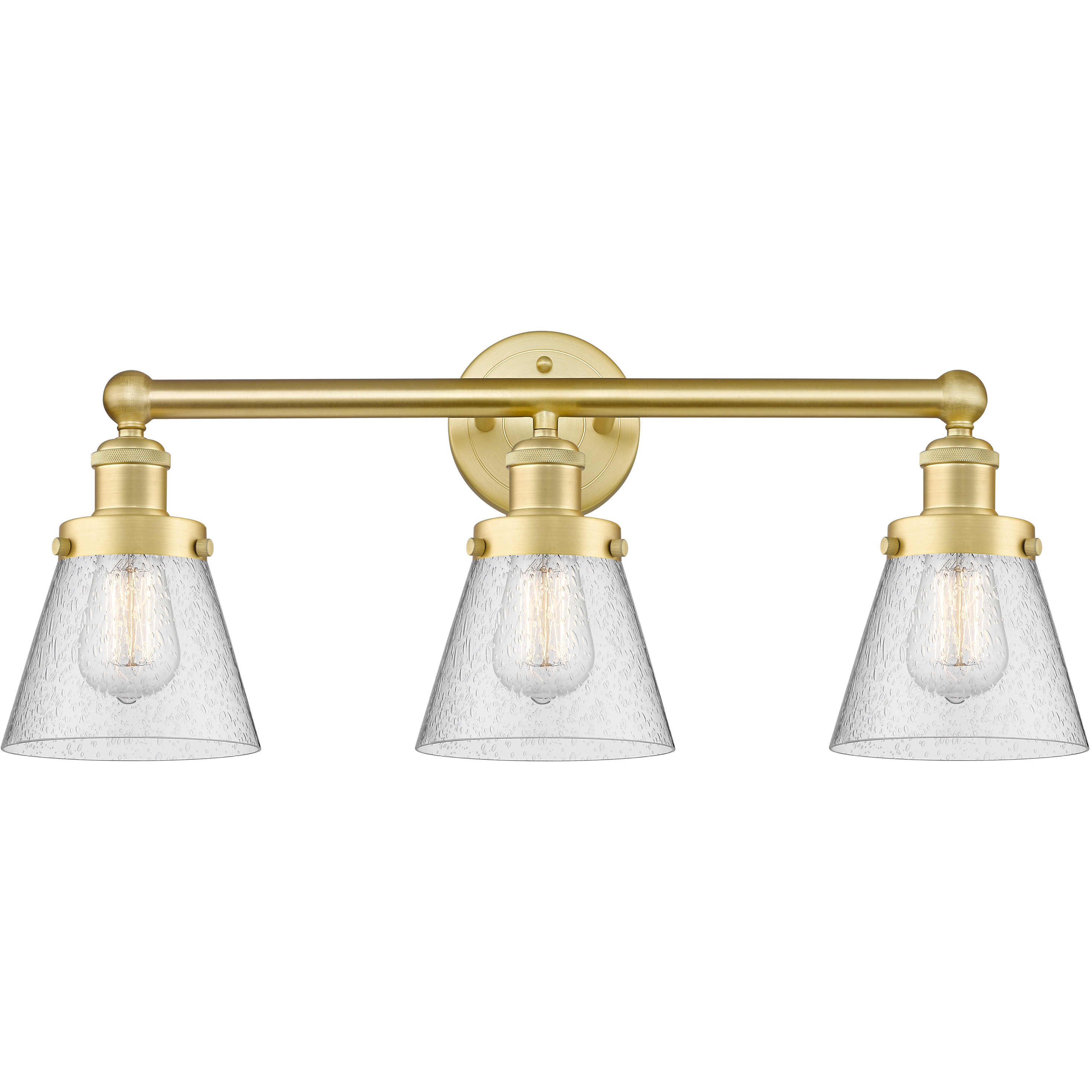Cone 3 Light 24.5 inch Satin Gold Bath Vanity Light Wall Light in Seedy