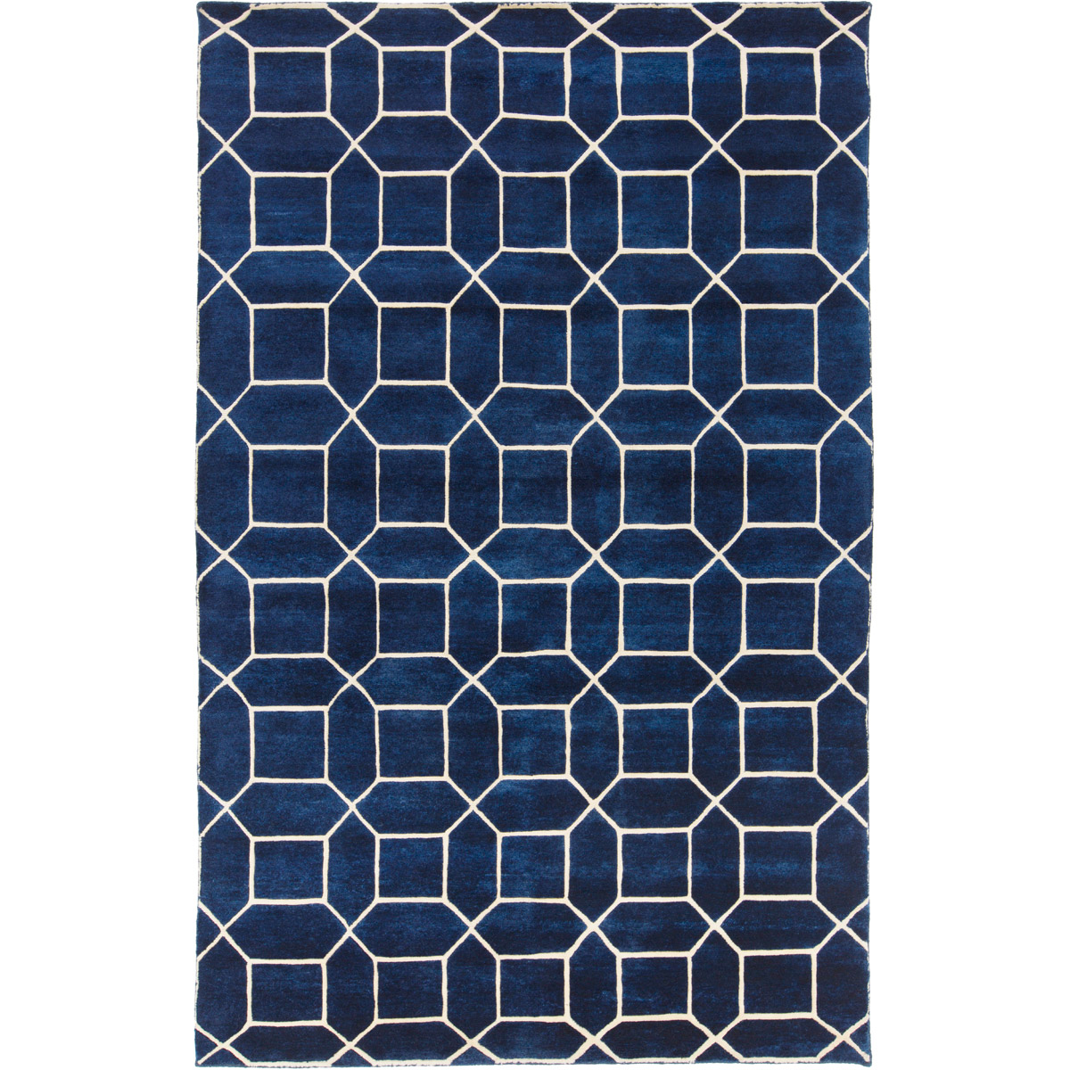 Keystone 72 X 48 inch Navy/Ivory Rugs, Wool