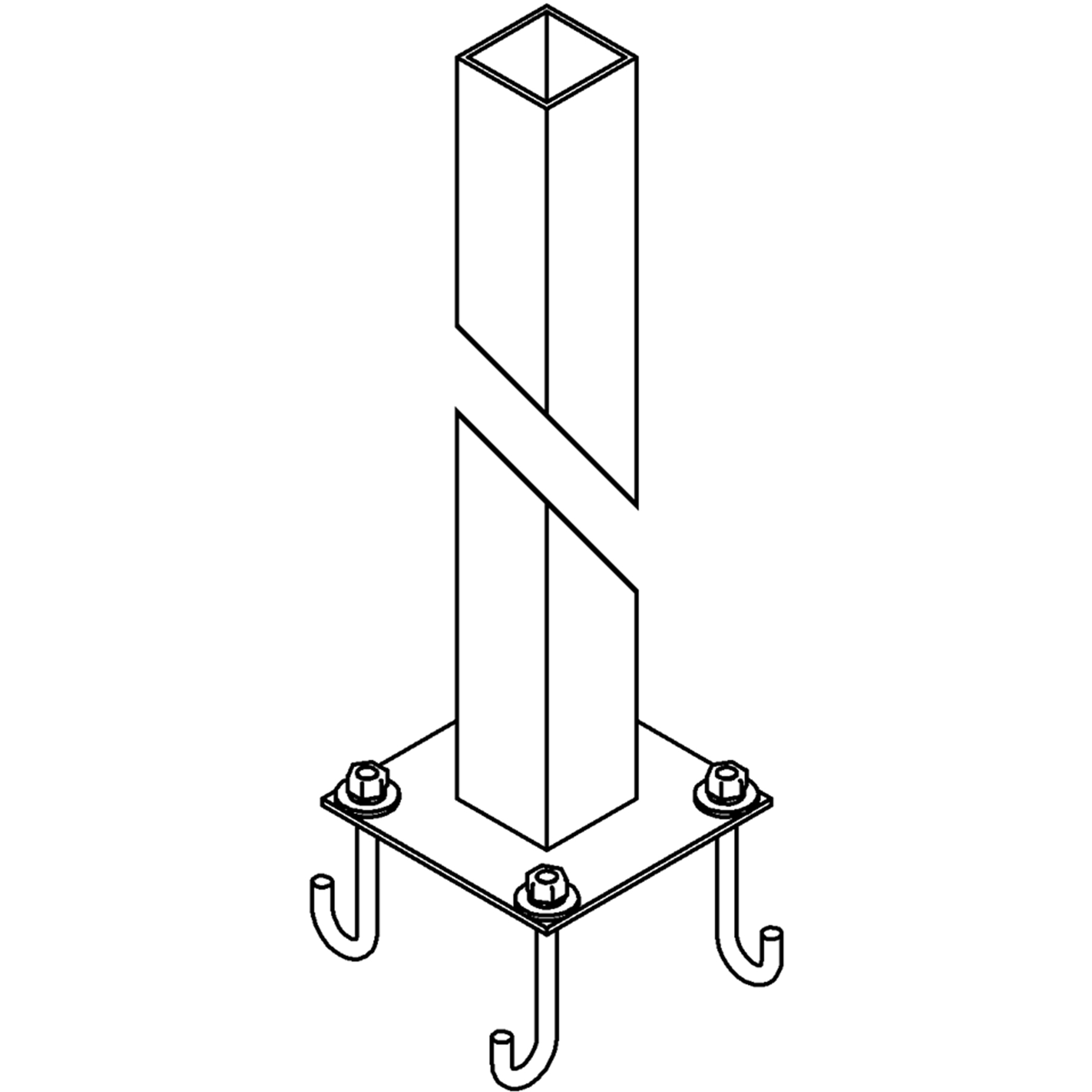 Square 23 inch Coastal Dark Smoke Outdoor Post, Square