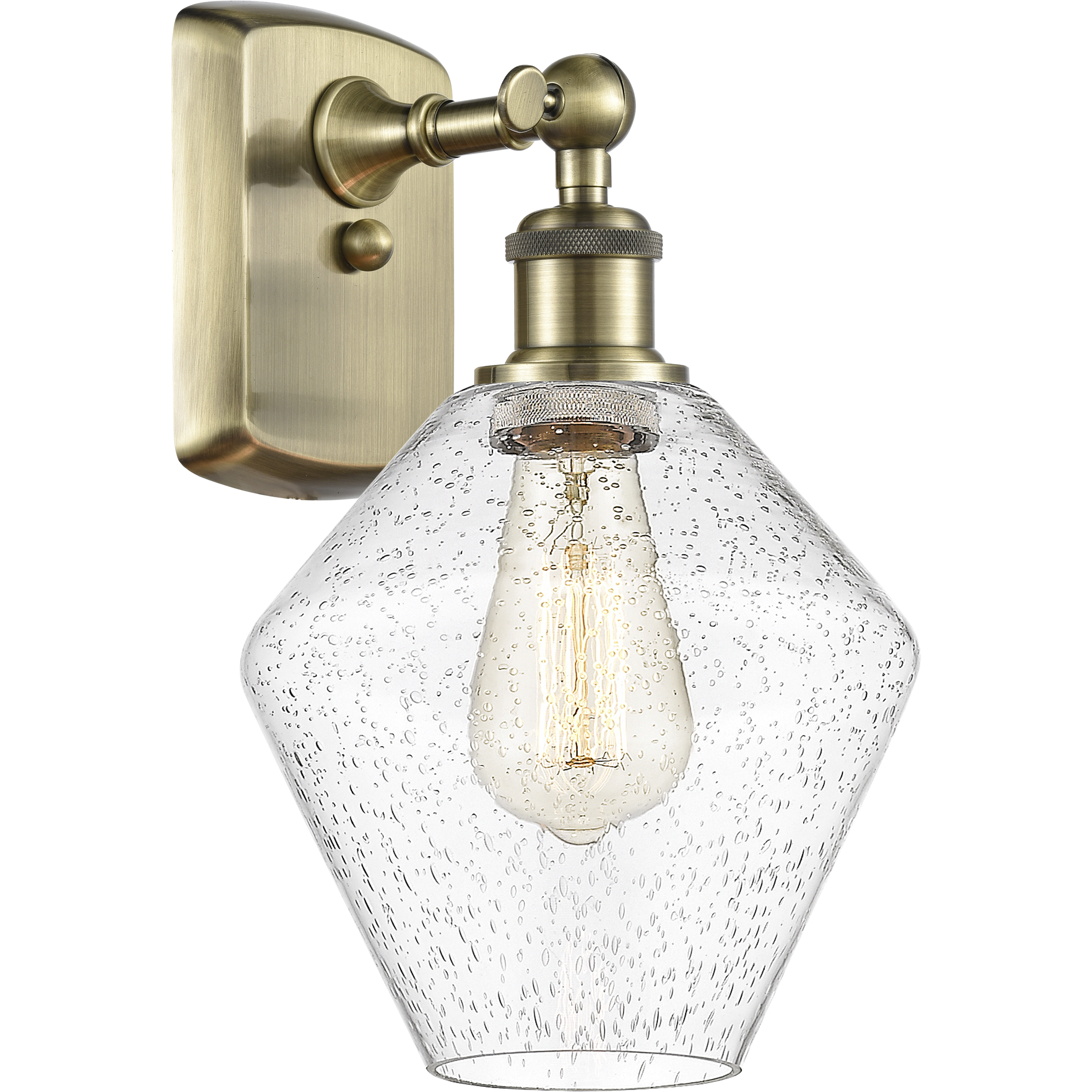 Ballston Cindyrella LED 8 inch Antique Brass Sconce Wall Light in Seedy Glass