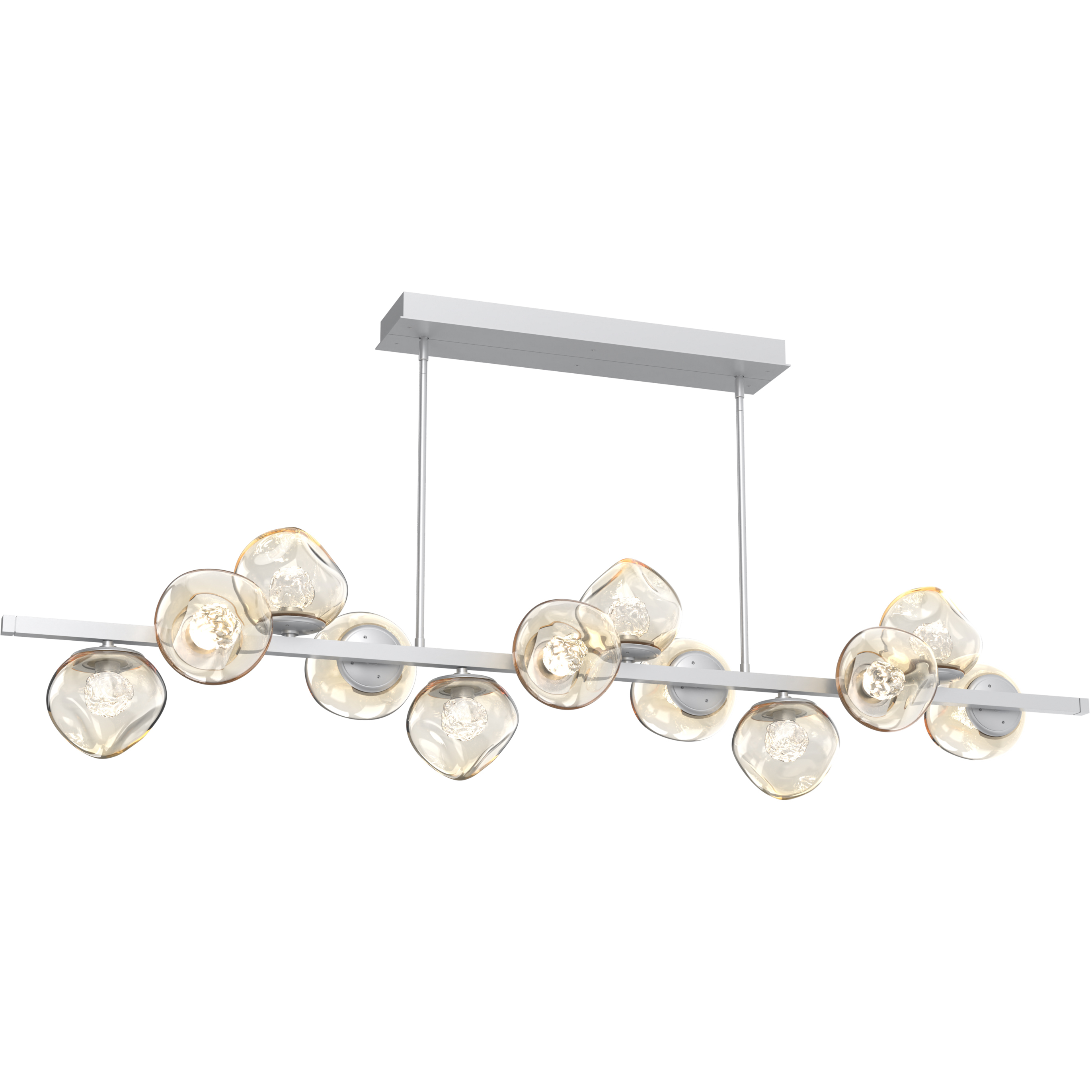 Luna LED 72 inch Classic Silver Chandelier Ceiling Light in 3000K LED, Floret Inner - Amber Outer, Twisted Branch