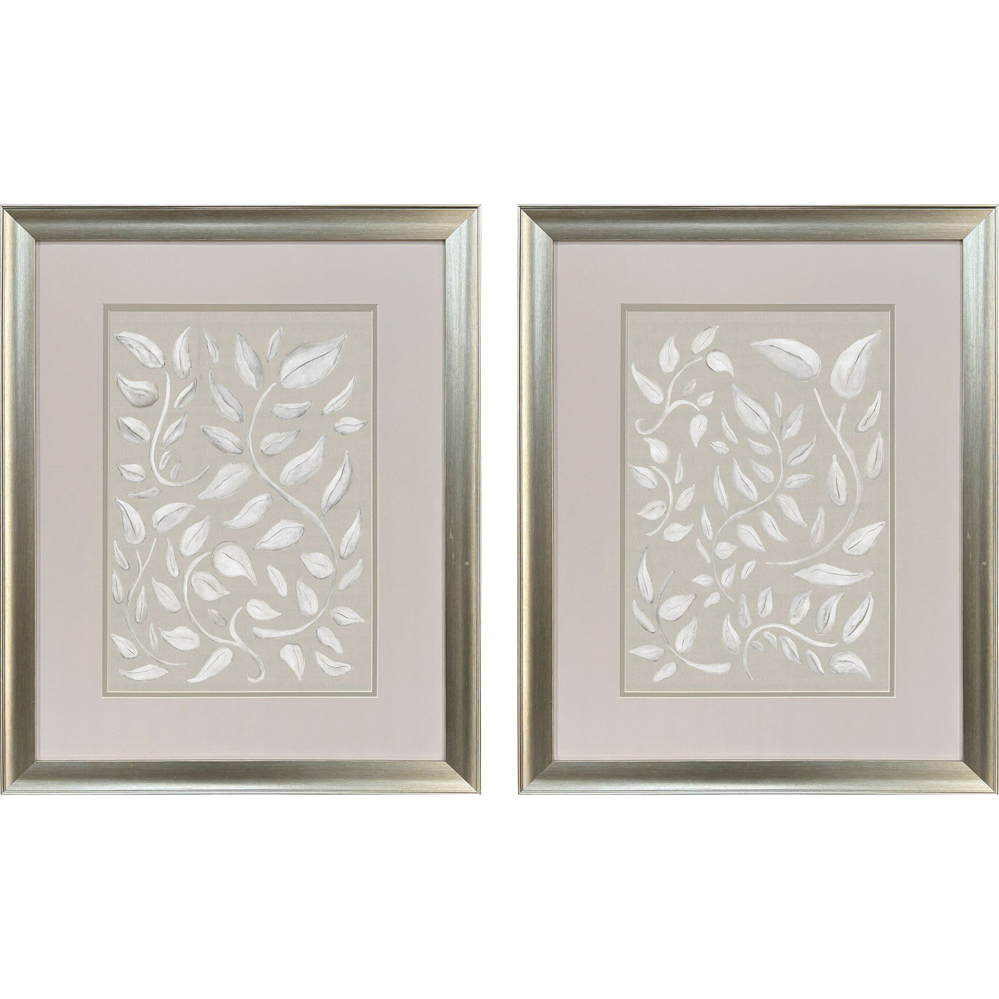 Vines on Linen White and Gray and Beige and Neutral Framed Art, Propac