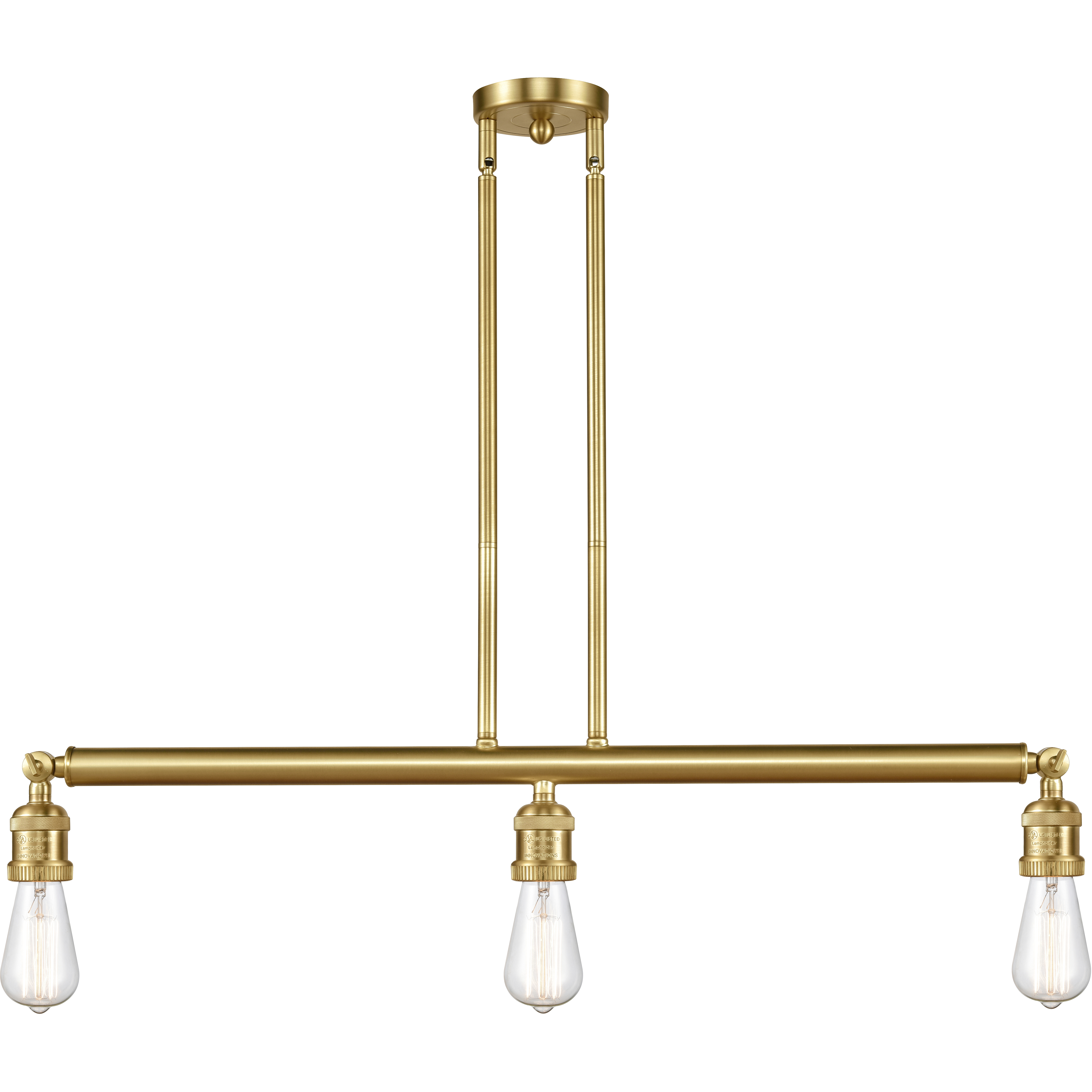 Franklin Restoration Bare Bulb 3 Light 38 inch Satin Gold Island Light Ceiling Light