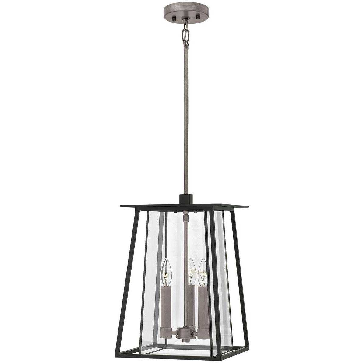 Walker LED 11.5 inch Black with Antique Nickel Outdoor Hanging Lantern