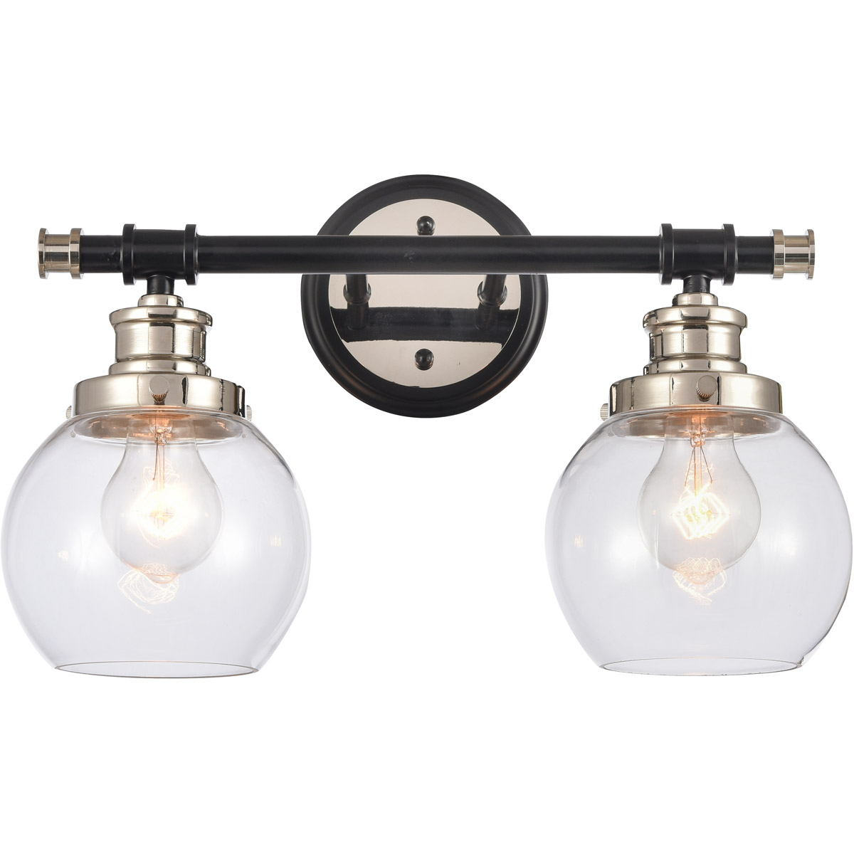 Saybrook 2 Light 16.25 inch Black Polished Nickel Bath Vanity Light Wall Light in Clear Glass