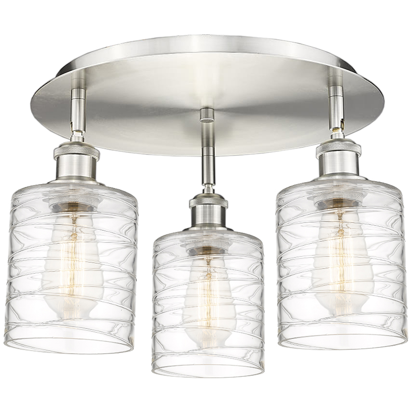 Cobbleskill 3 Light 17.75 inch Satin Nickel Flush Mount Ceiling Light