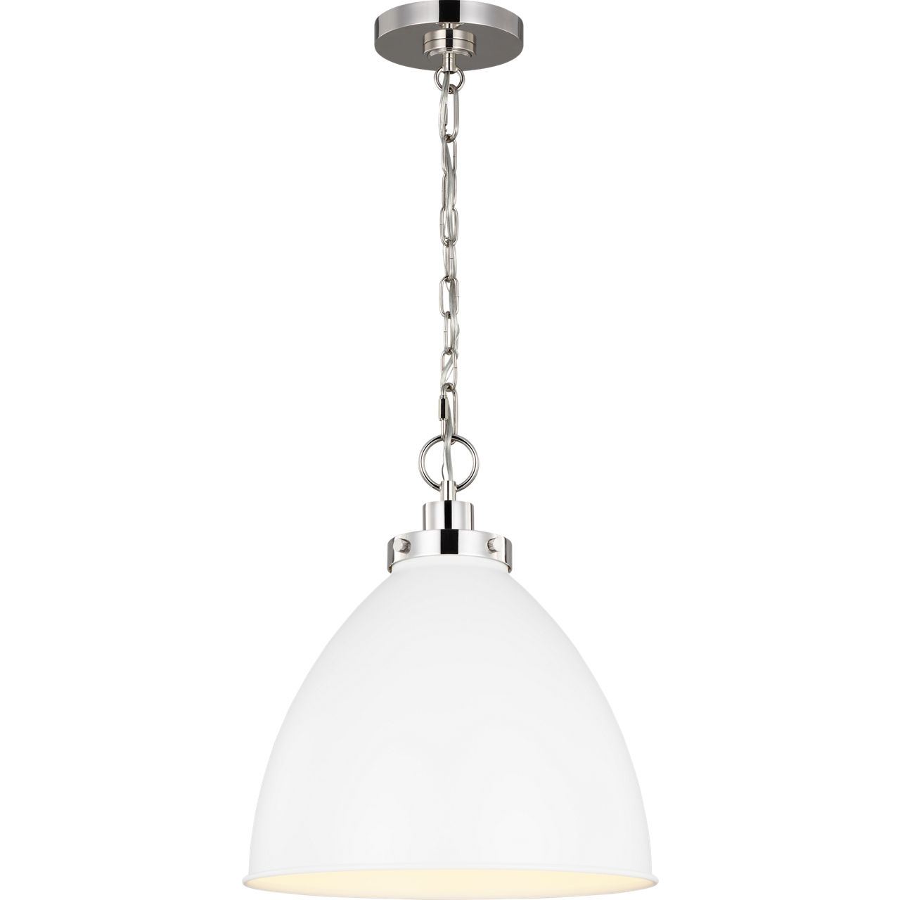 C&M by Chapman & Myers Wellfleet 1 Light 15.63 inch Matte White and Polished Nickel Pendant Ceiling Light in Matte White / Polished Nickel