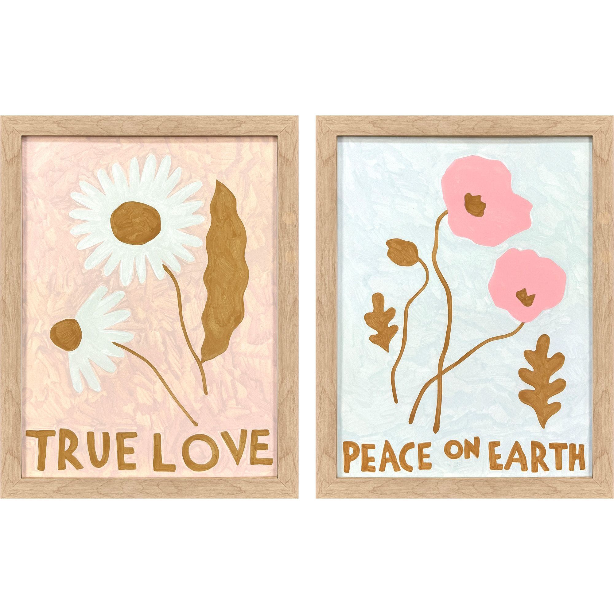 Whimsical Bloom / Whimsical Dream / Whimsical Oasis Pink and Green and Blue and Teal Framed Art, Propac