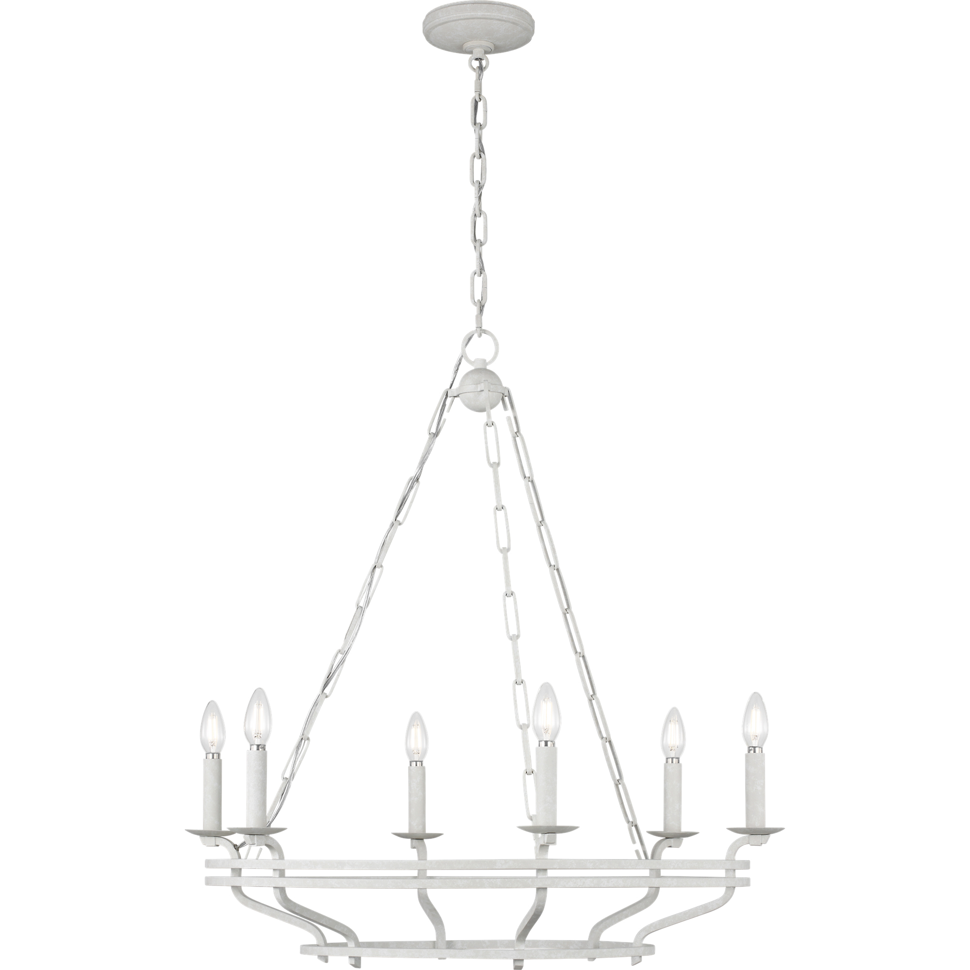 C&M by Chapman & Myers Brighton 6 Light 32 inch Aged Pewter Chandelier Ceiling Light in Standard