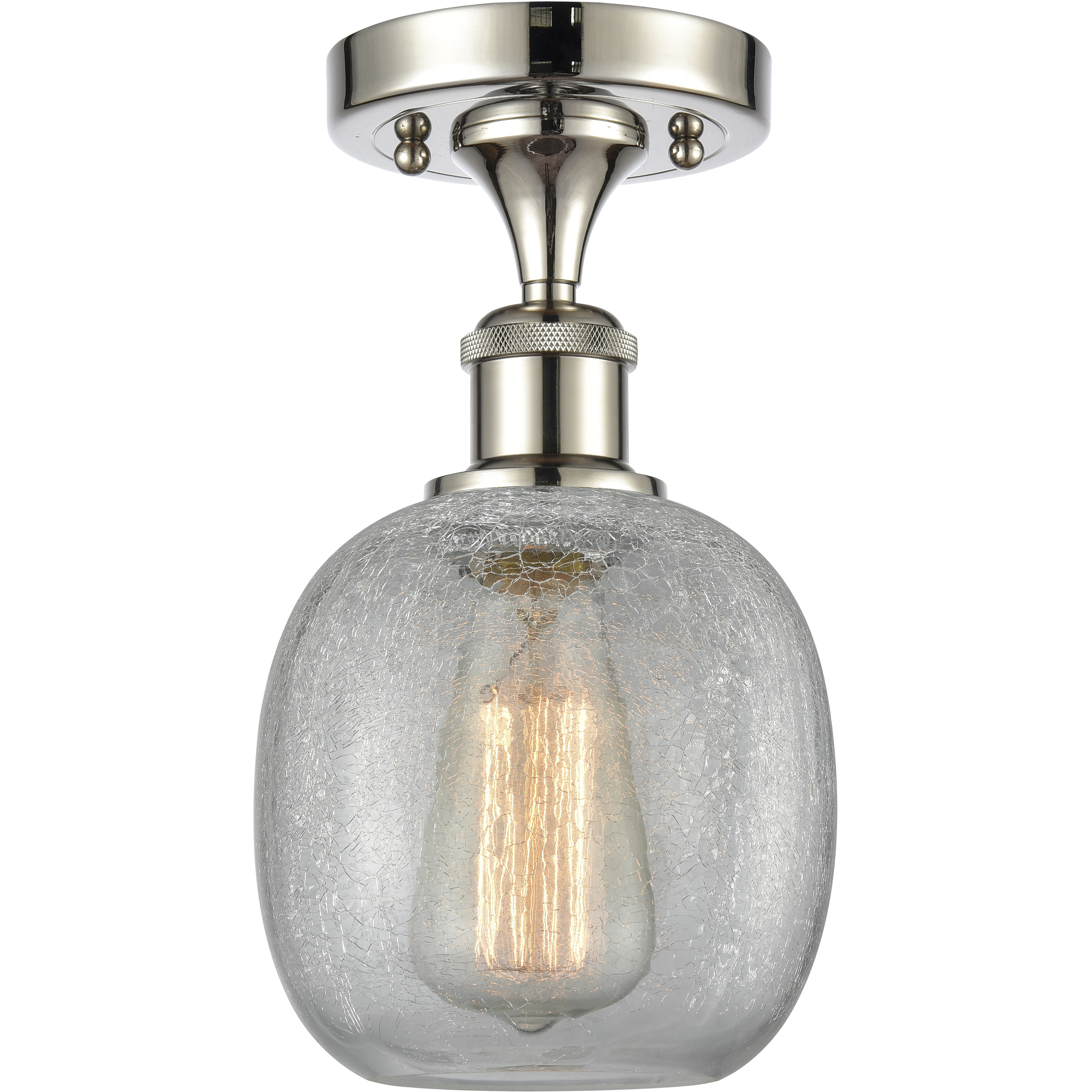 Belfast 1 Light 6 inch Polished Nickel Flush Mount Ceiling Light in Clear Crackle, 2.1 lb