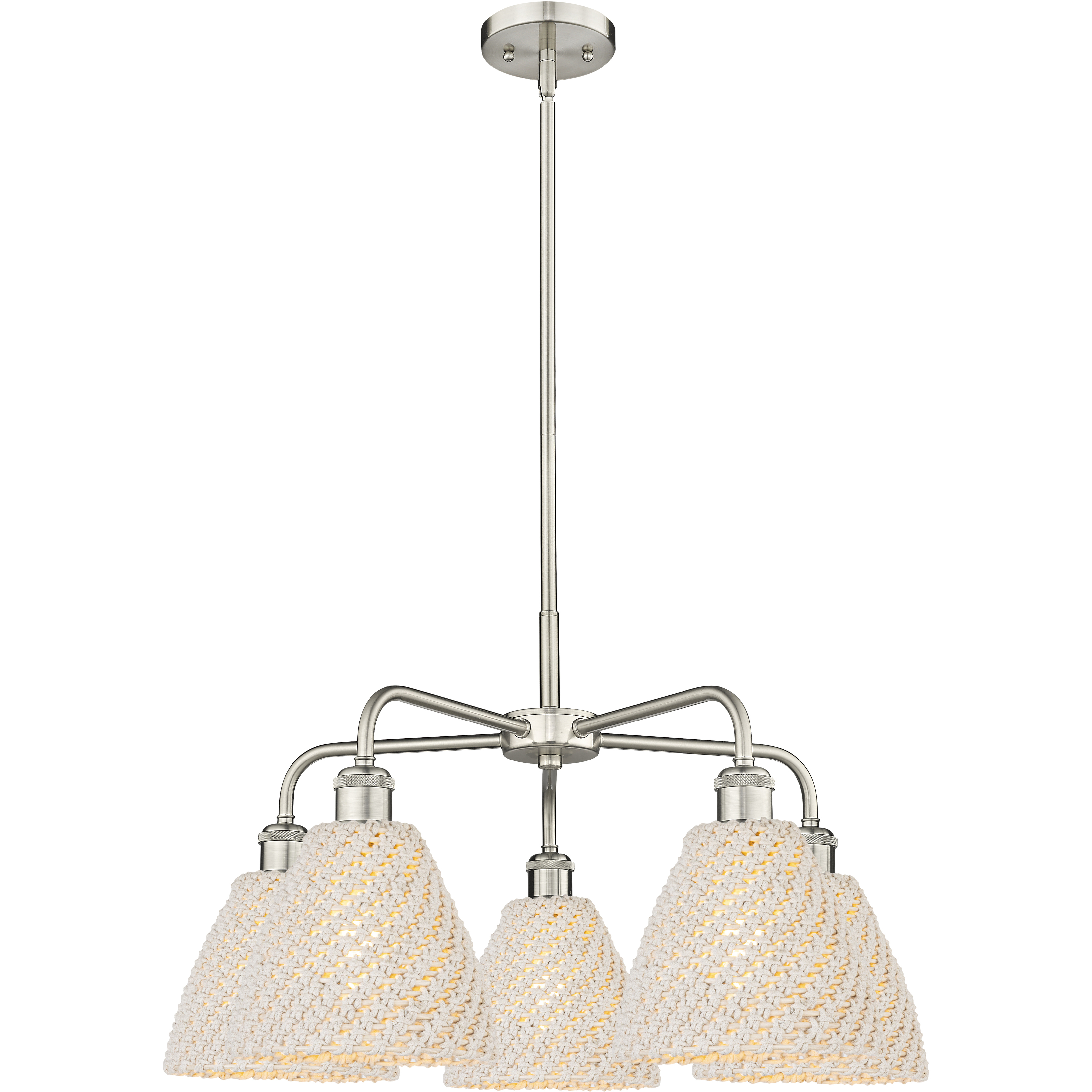 Ballston Bristol Natural 5 Light 26 inch Satin Nickel Chandelier Ceiling Light