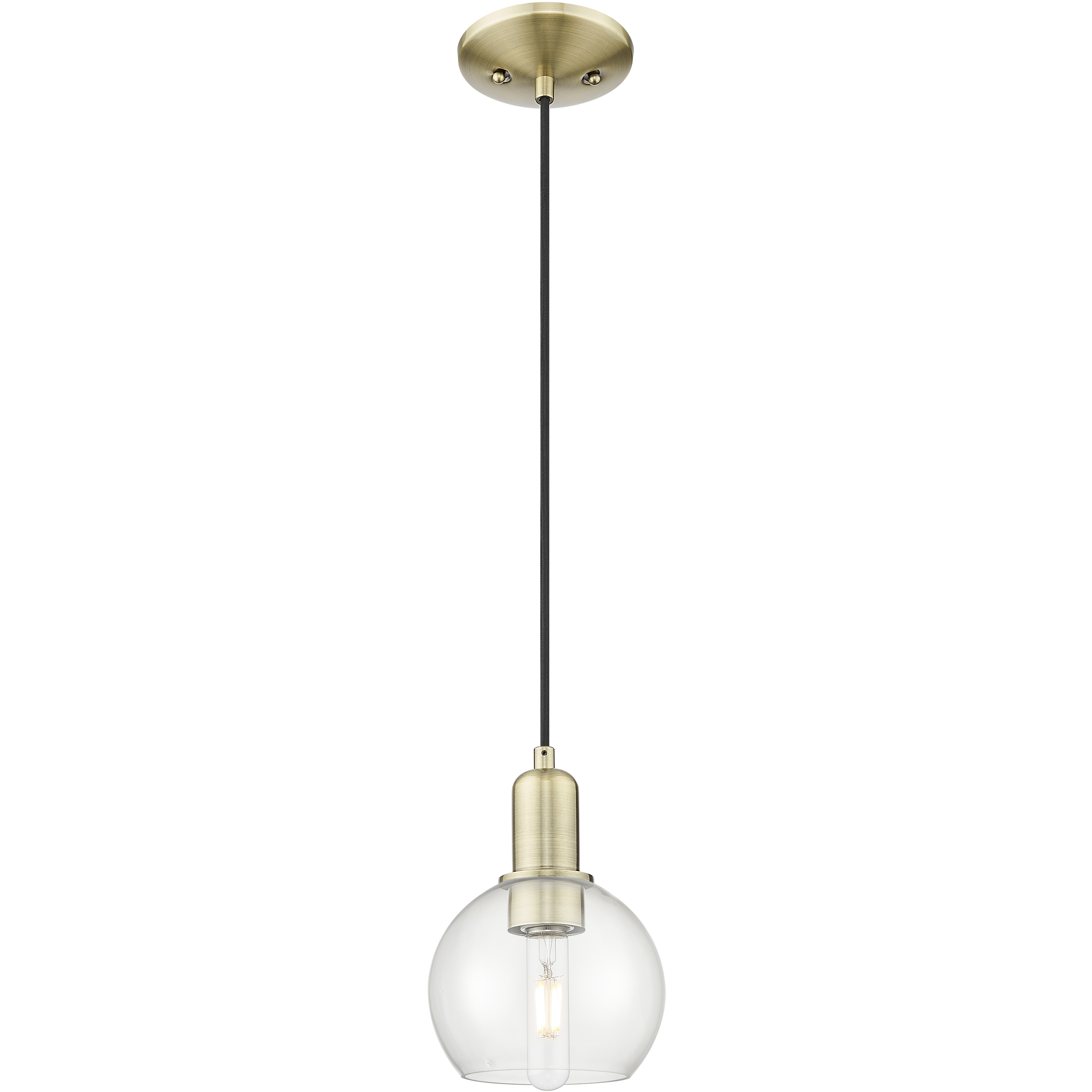 Arcadia Athens 1 Light 5.88 inch Antique Brass Mini Pendant Ceiling Light in Clear