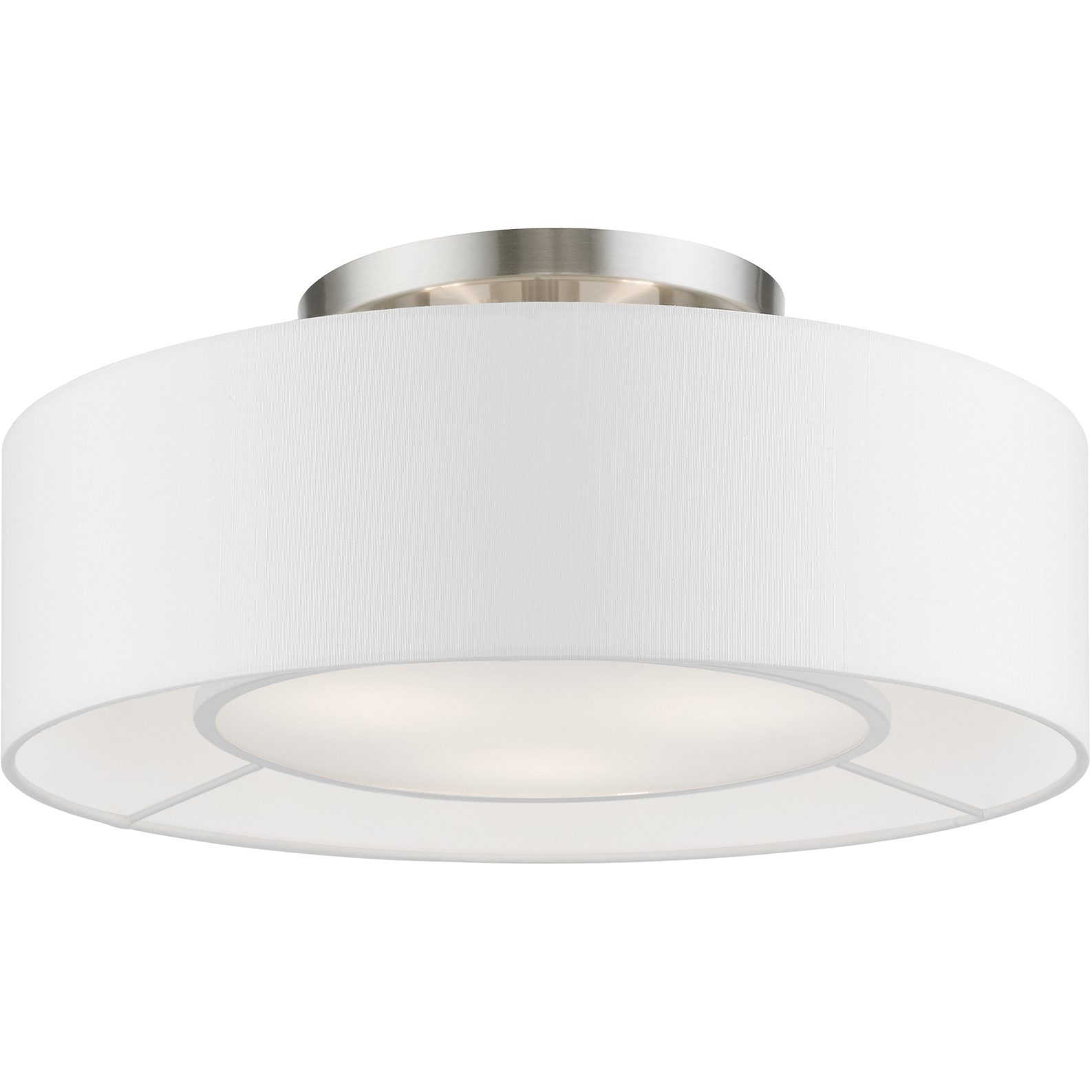 Gilmore 3 Light 17 inch Brushed Nickel with Shiny White Accents Semi-Flush Ceiling Light