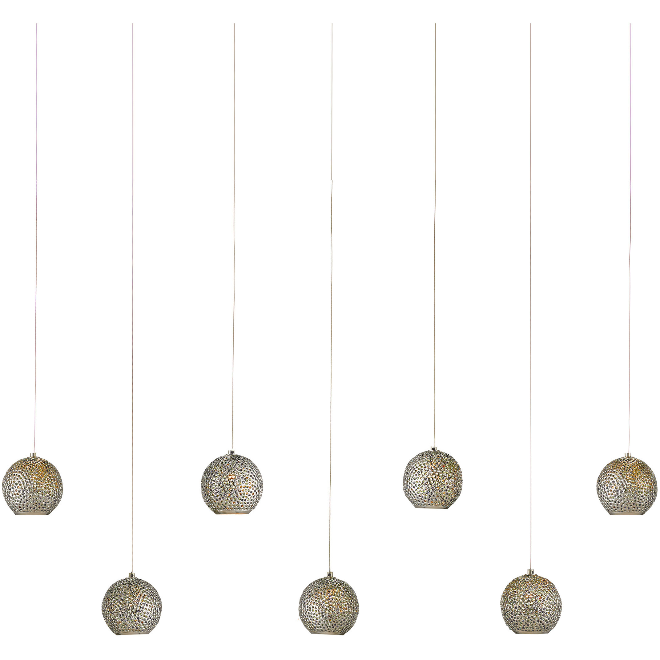 Giro 7 Light 59 inch Nickel Multi-Drop Linear Pendant Ceiling Light