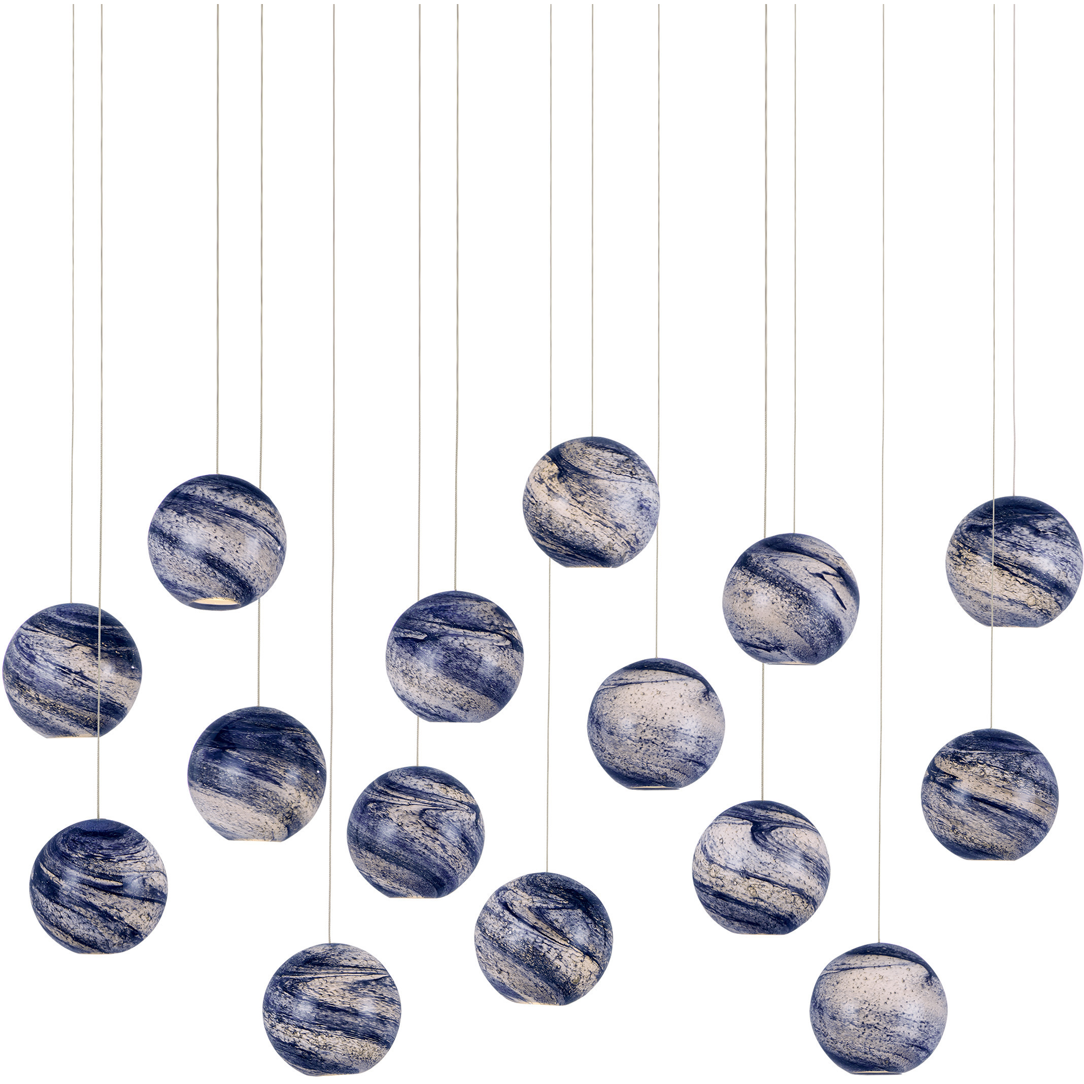 Palatino 15 Light 48 inch Silver Multi-Drop Pendant Ceiling Light