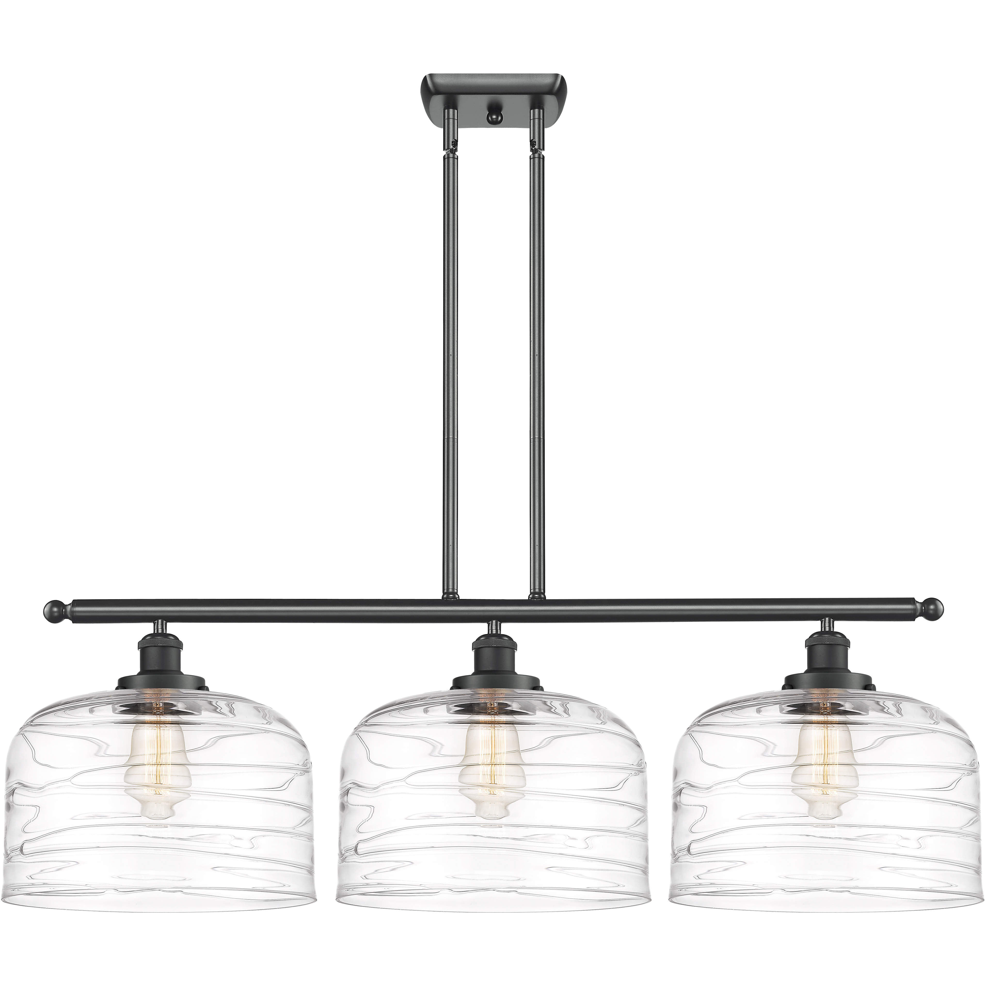 Ballston Bell 3 Light 36 inch Matte Black Island Light Ceiling Light