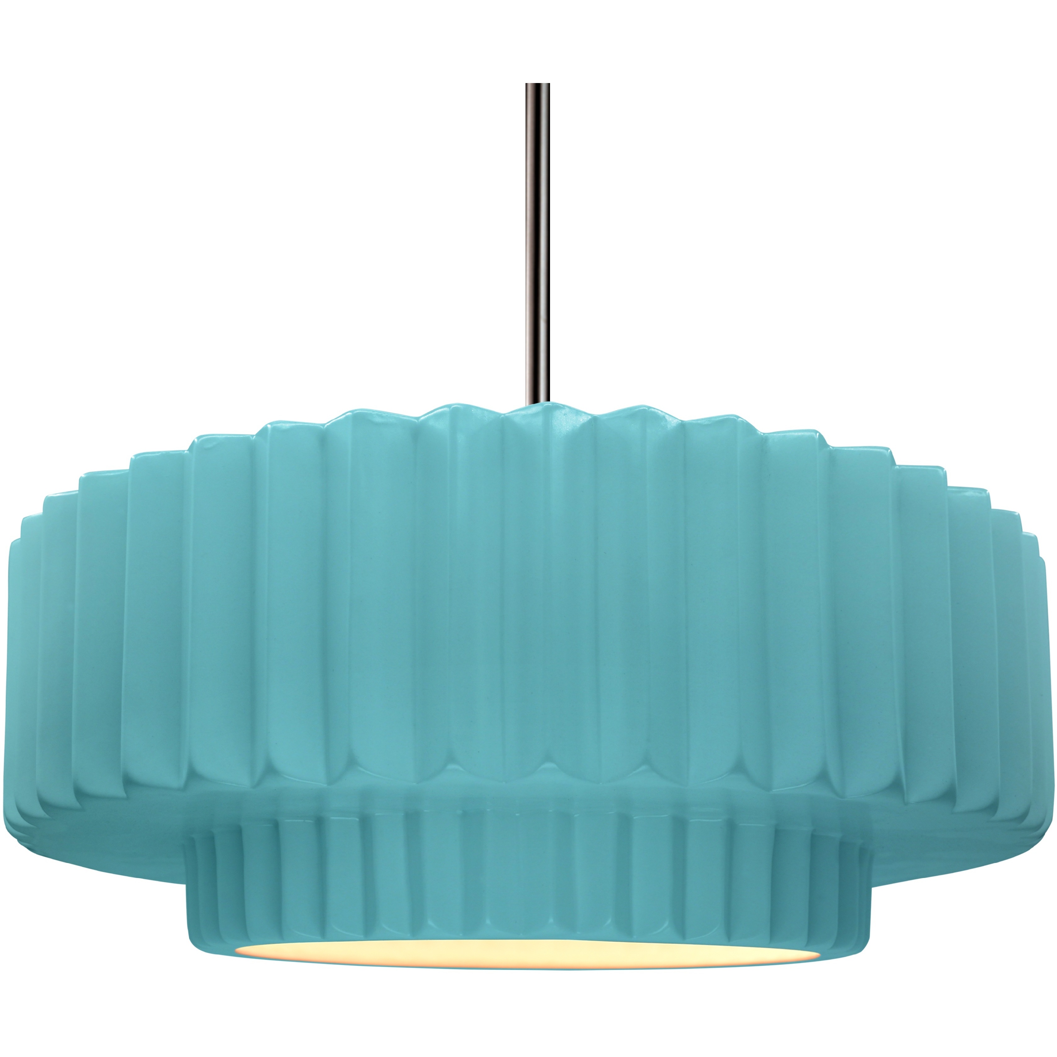 Radiance Collection - Pleated Tier Pendant Ceiling Light in Brushed Nickel, Black Cord, Replaceable Bulb, Reflecting Pool, 16.25W x 6H, Form+Finish+Function